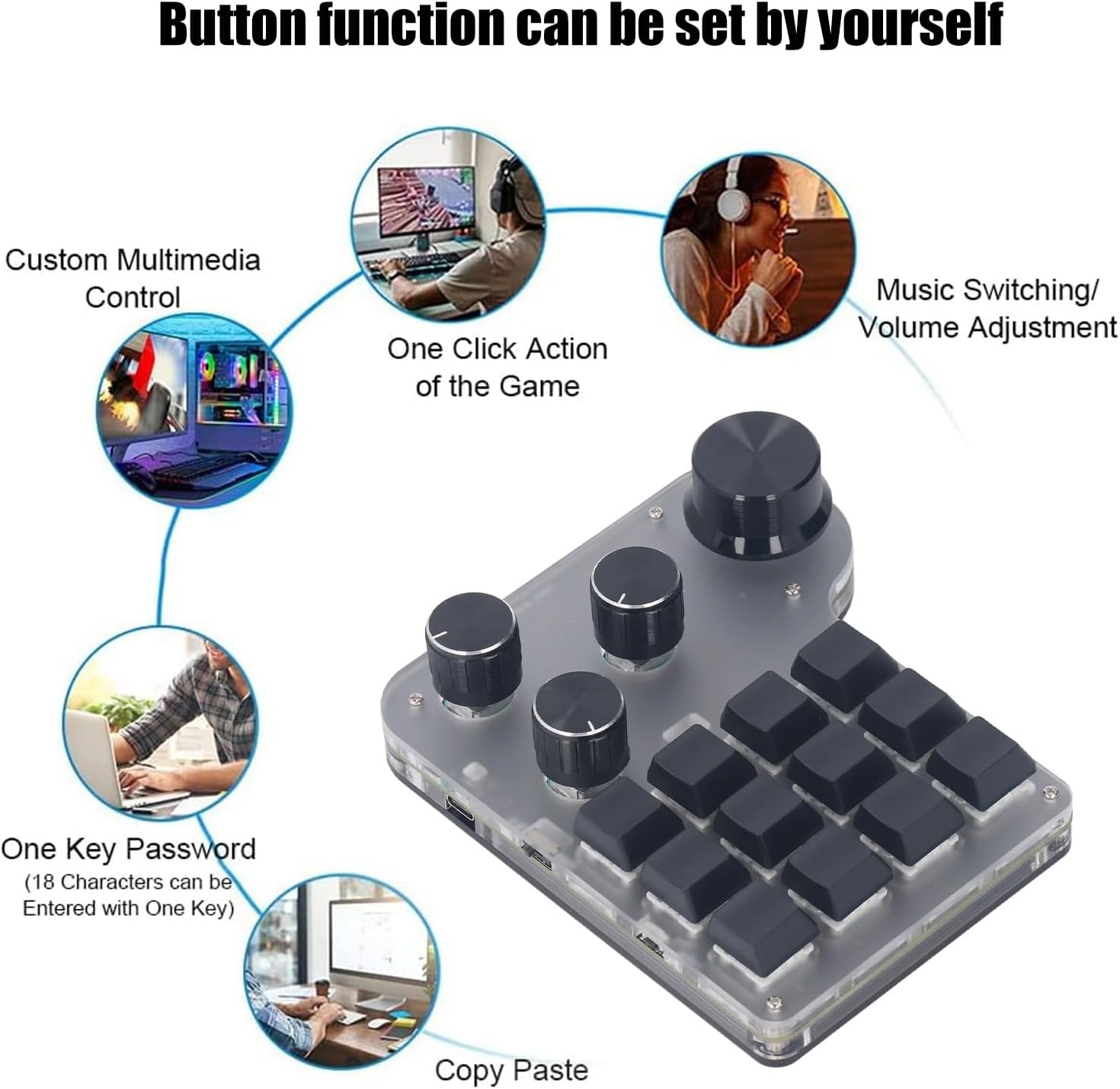 Customized Industrial Console Mechanical Keypad 12 Keys with 4 Mechanized Control Rotary Buttons Support Keyboard Programming Macros and Software Green Shaft with RGB Light - Image 3