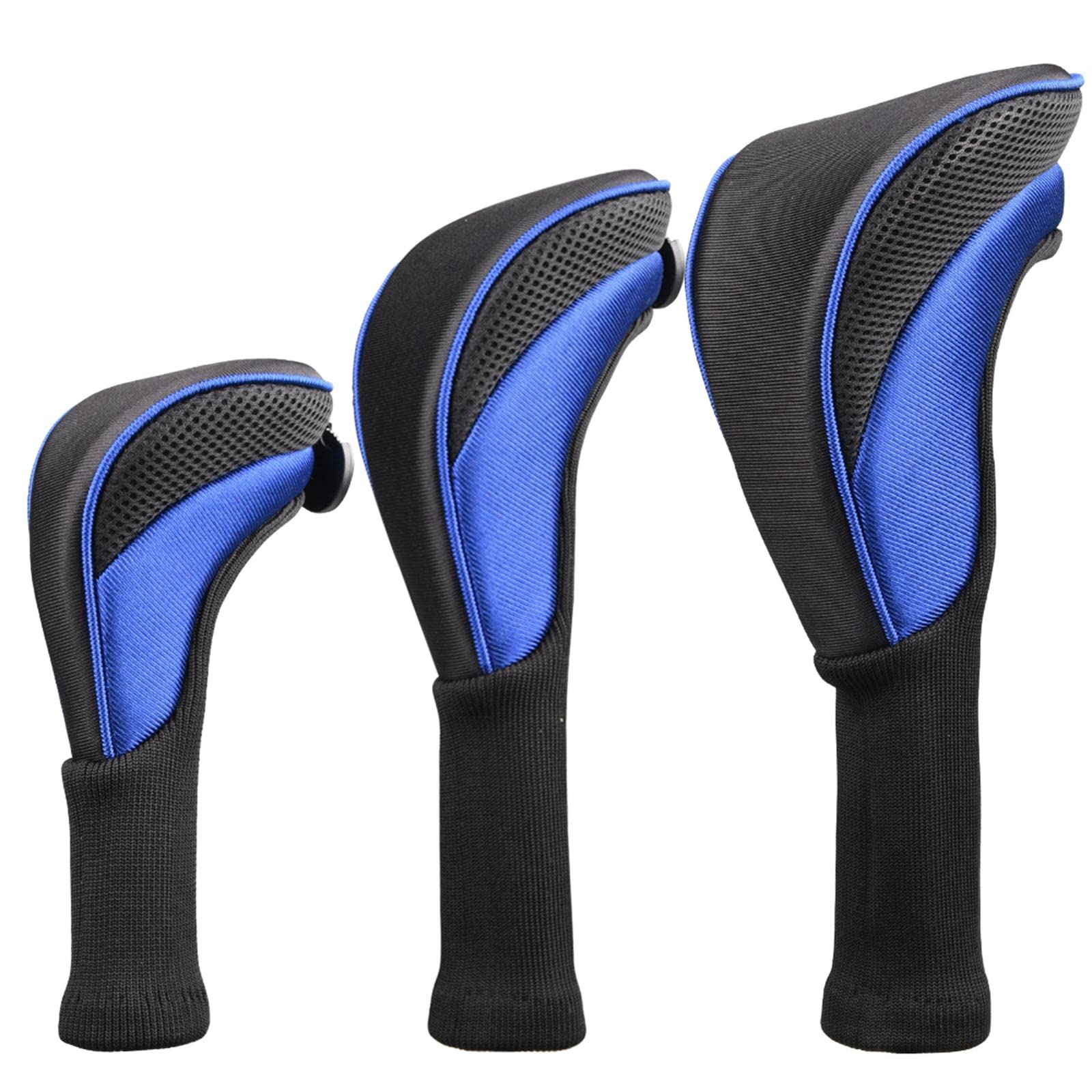 LOVIVER 3Pcs Golf Club Head Cover Set # 1 3 5 Driver Woods Headcovers avec étiquettes Golf Accessoires Club Protection Hybrid Head Cover Set Long Neck