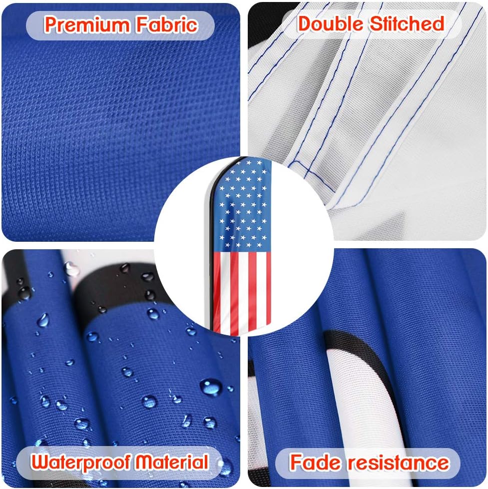 American Glory US Feather Flag and Pole Kit,Patriotic Flag Updated Version 11 FT American National flag Swooper Huge Flag Ground Spike