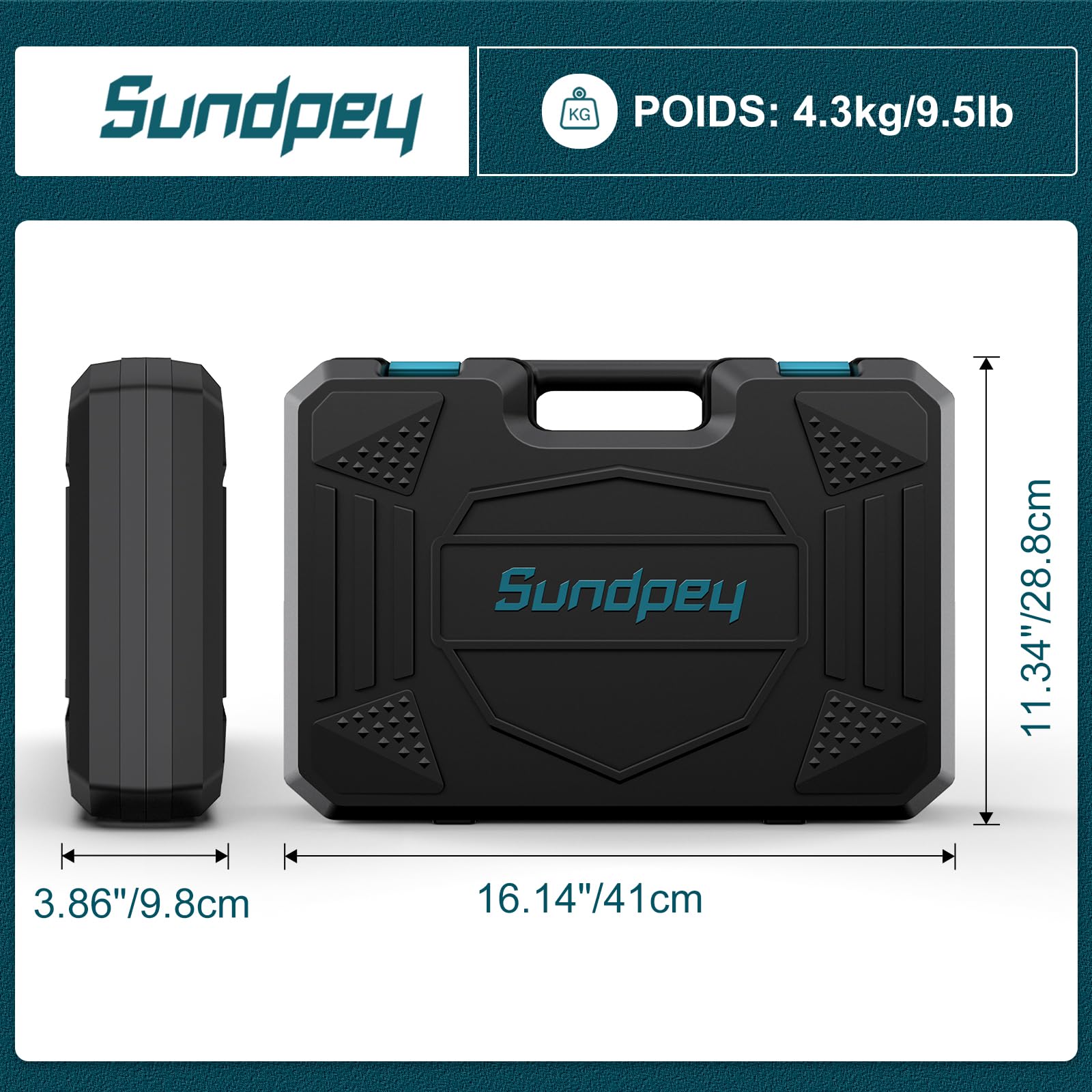Sundpey Caisse a Outil 206 Pcs, Visseuse Devisseuse Sans Fil 12V pour Serrer/Desserrer des vis, Malette Outils avec Perceuse-Visseuse pour Bureau, Réparation à Domicile avec Tournevis et Pinces, Bleu