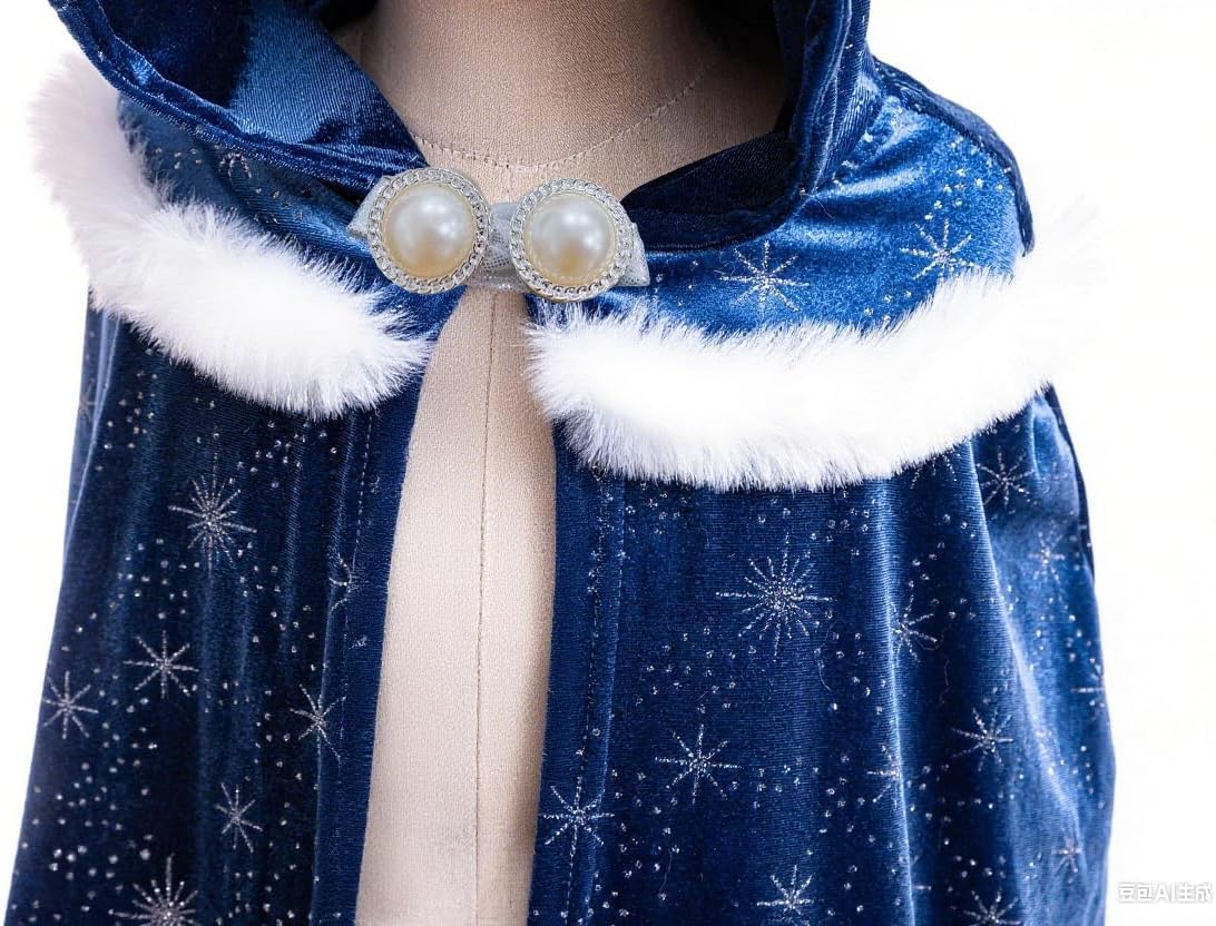 Girls Luxurious Elsa Anna Velvet Hoode Cape Kids Princess Dress up Cloak Girls Velvet Fancy Cloak - Image 4