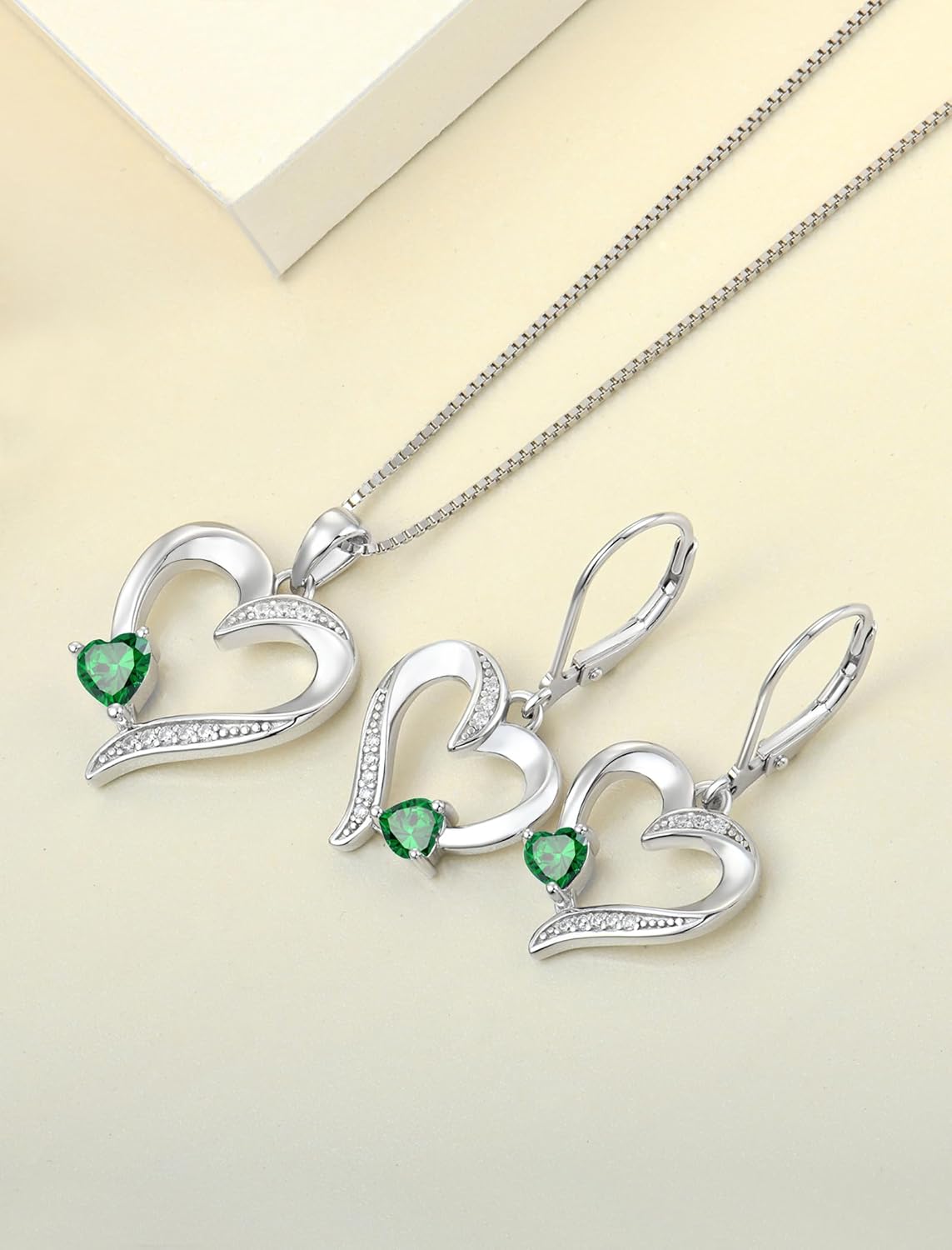 YL Heart Necklace 925 Sterling Silver Love Heart Pendant Birthstone Jewelry for Women - Image 5