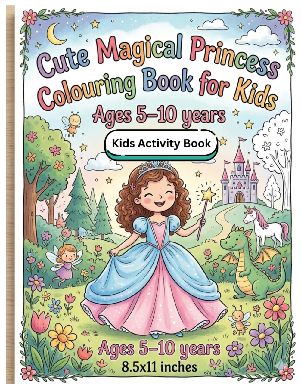 Beautiful Cute Princess Coloring Book for Kids Ages 5–10: Step into a magical world of princesses, castles, and fairytale adventures with this delightful coloring book designed for children ages 5–10!