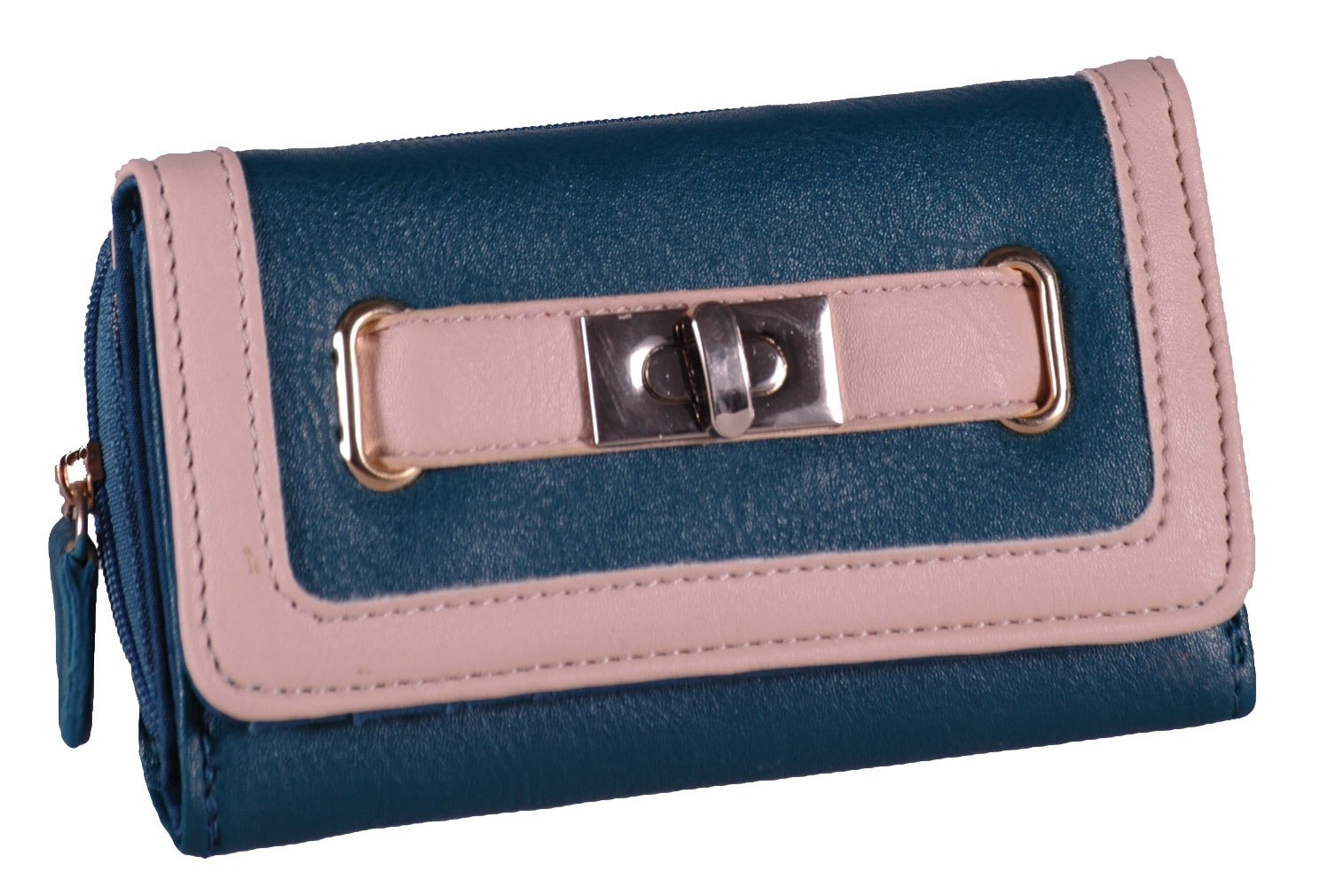 Eye Catch - Womens Two Tone Twist Lock Purse Navy