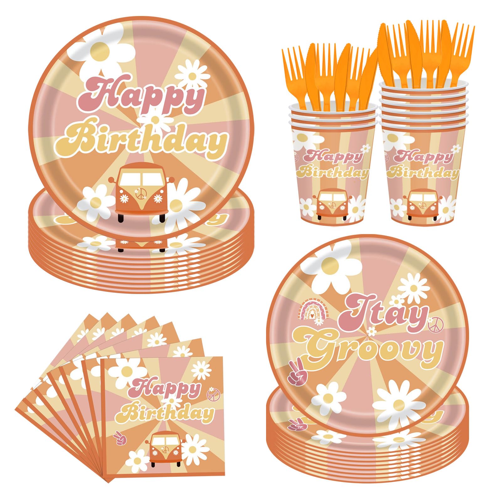 144Pcs Groovy Birthday Party Supplies