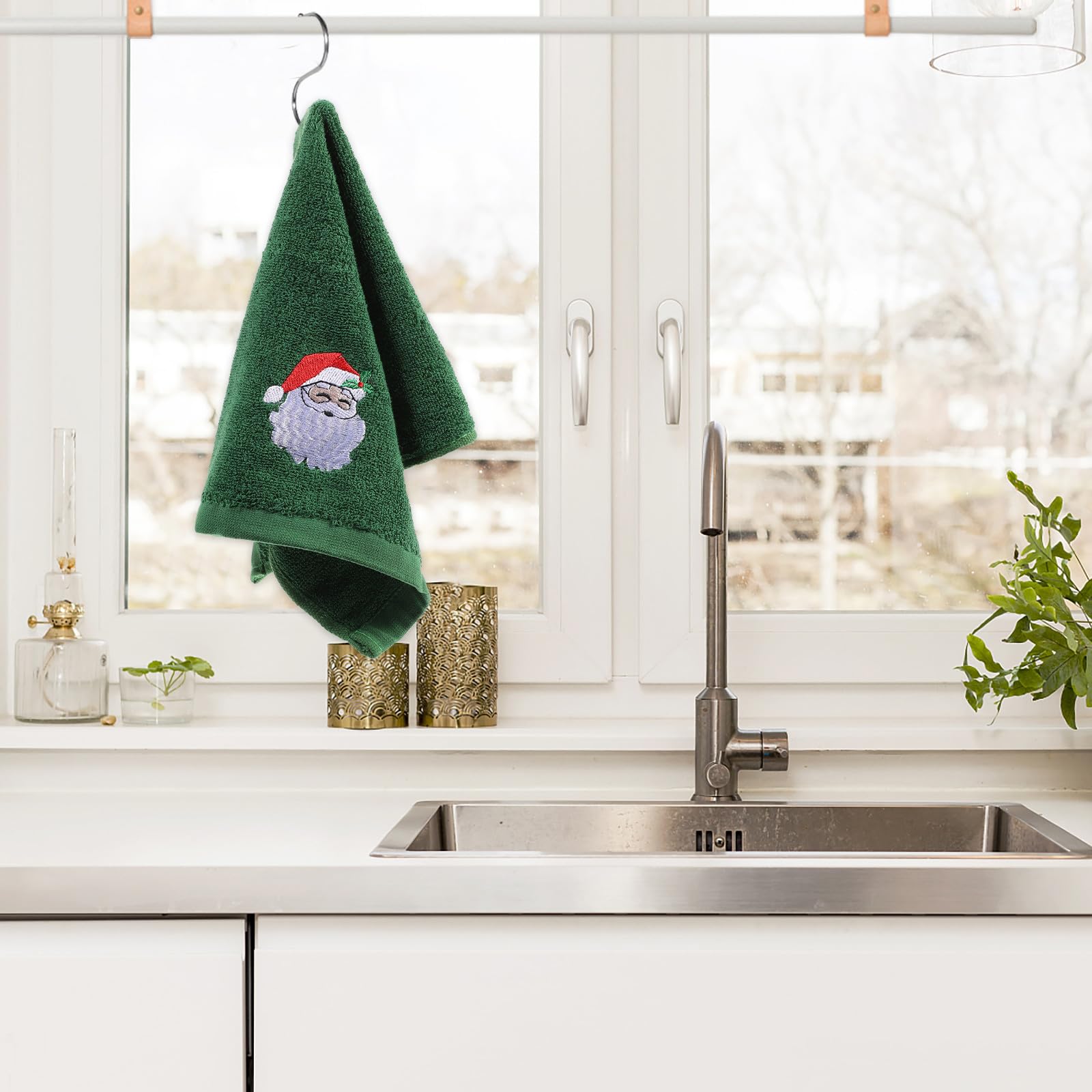 TOPBATHY Paquete de 3 Toallas Navideñas de Algodón, Toalla de Invitados Bordada, Toallita Facial, Decoración Festiva para Las Fiestas, Diseños Aleatorios.