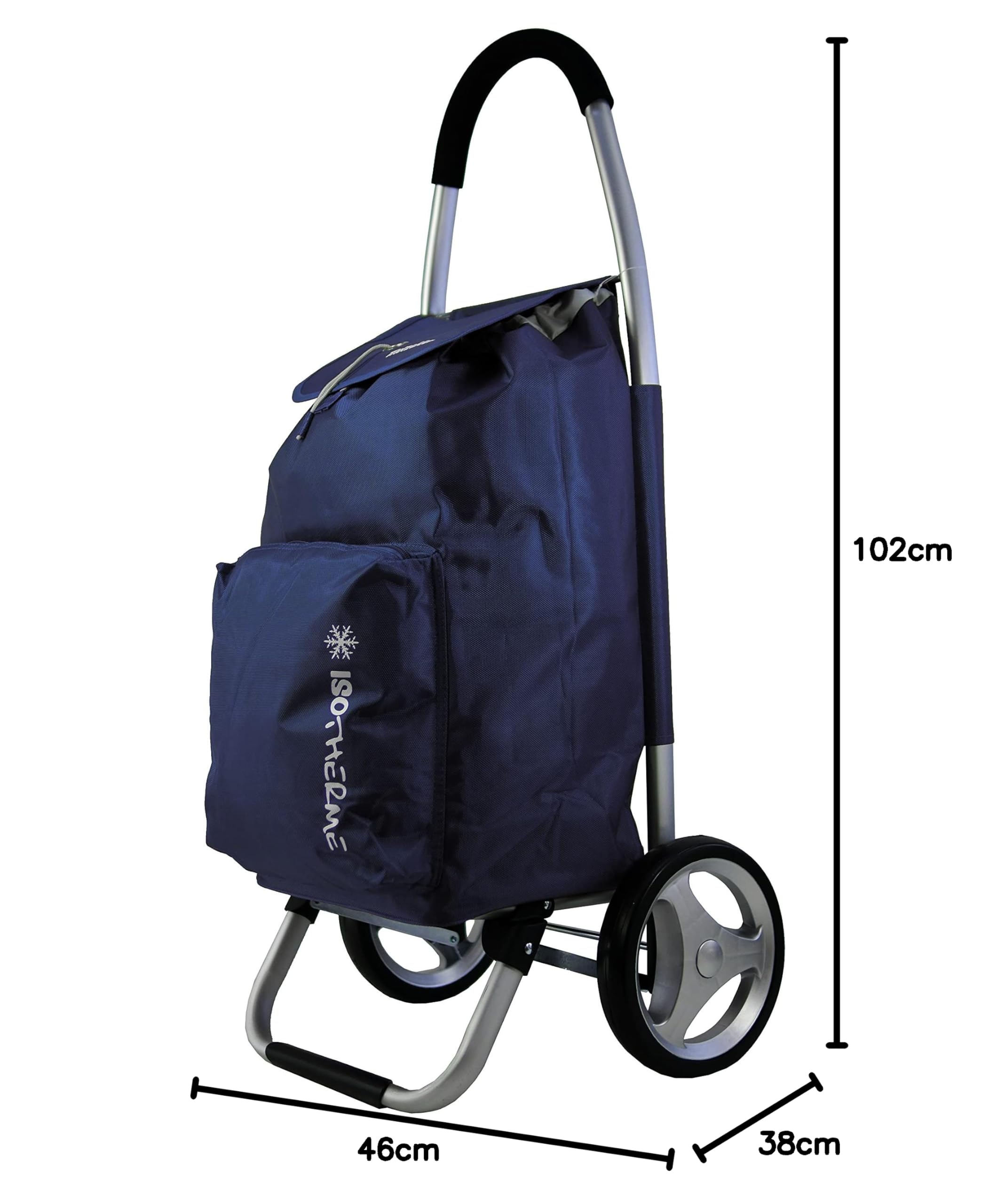 Chariot de Course Cabat marché Poussette marché Pliable et Diable Caddie Panier Montant METZELDER Ever K Chassis Aluminium Garantie 1 an (Bleu/Marine/Blue, 102x46x38cm / 2kg / 54L)