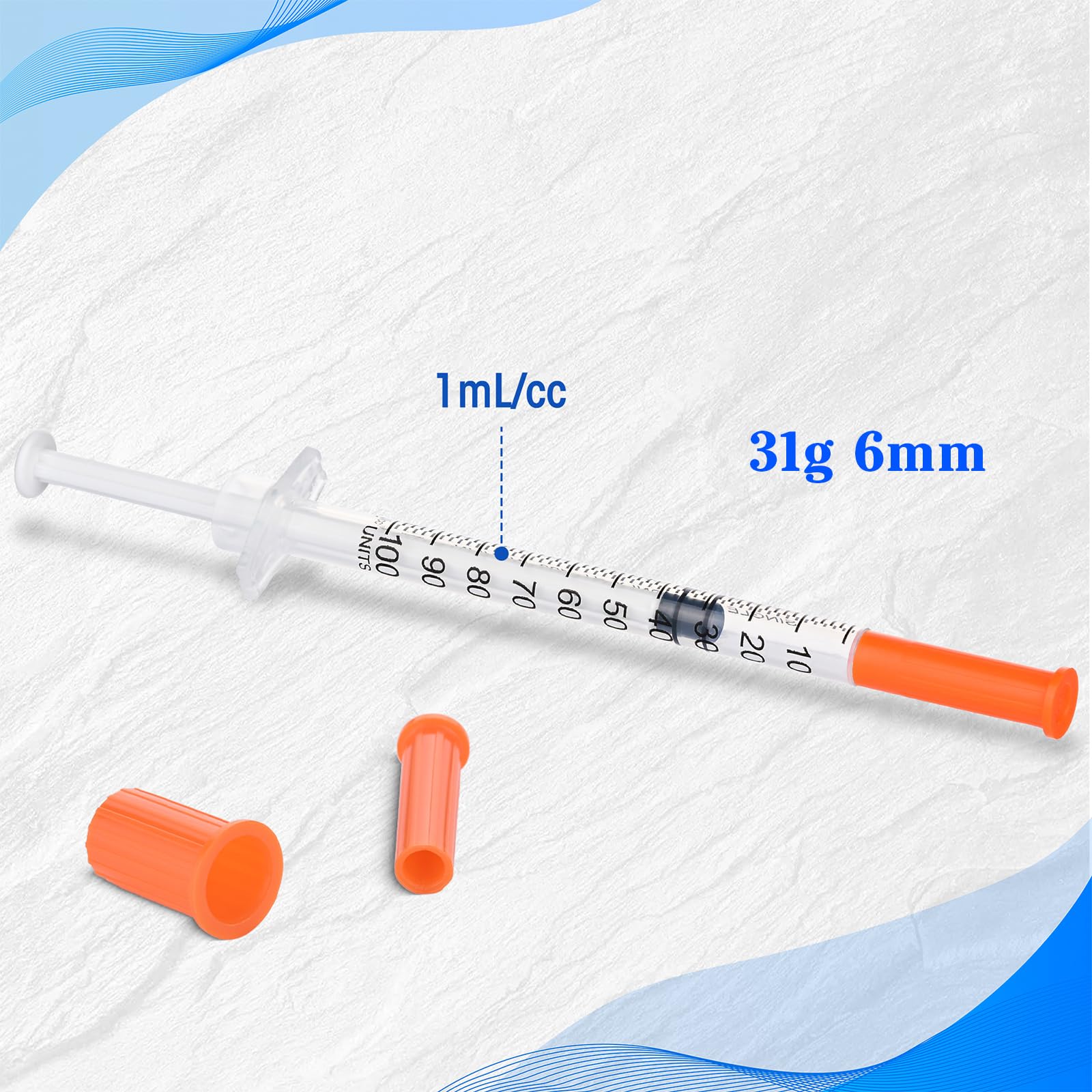 100 unidades de tubo de plástico de 1 ml/cc (31 g, 6 mm), herramientas de medición multiusos, empaquetadas individualmente, accesorios de laboratorio (100)