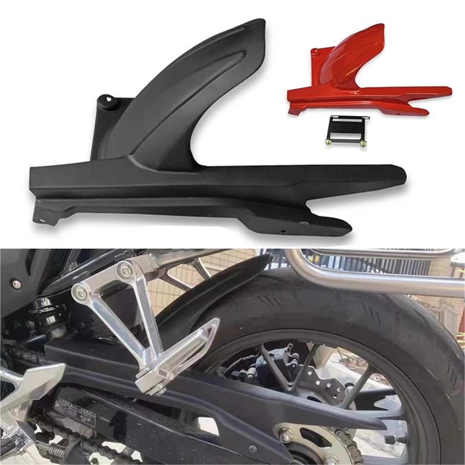 Kit Di Copertura Per Parafango Posteriore Per Moto H&onda NX400 NX500 2024 2025+ Paraspruzzi per moto(Black)