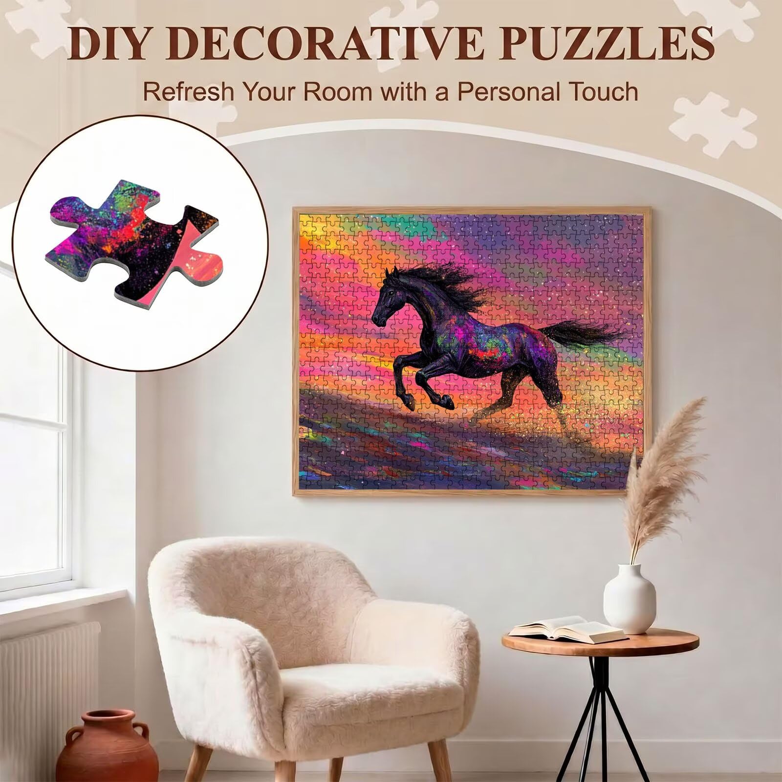 Puzzle 2000 Pezzi Classici, Puzzle cavallo sogno 99 x 70 cm, Gioco Educativo e Antistress in Legno con Poster Incluso, Ttività DIY per Famiglia, Regalo per Appassionati, Decor Parete Casa, f0-662