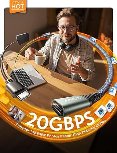 Miniatura 3 de AINOPE Cable de extensión USB C (6.6 pies2 M10 Gbps100 W), extensor USB C 3.2 de transferencia rápida tipo C, extensor de carga compatible con