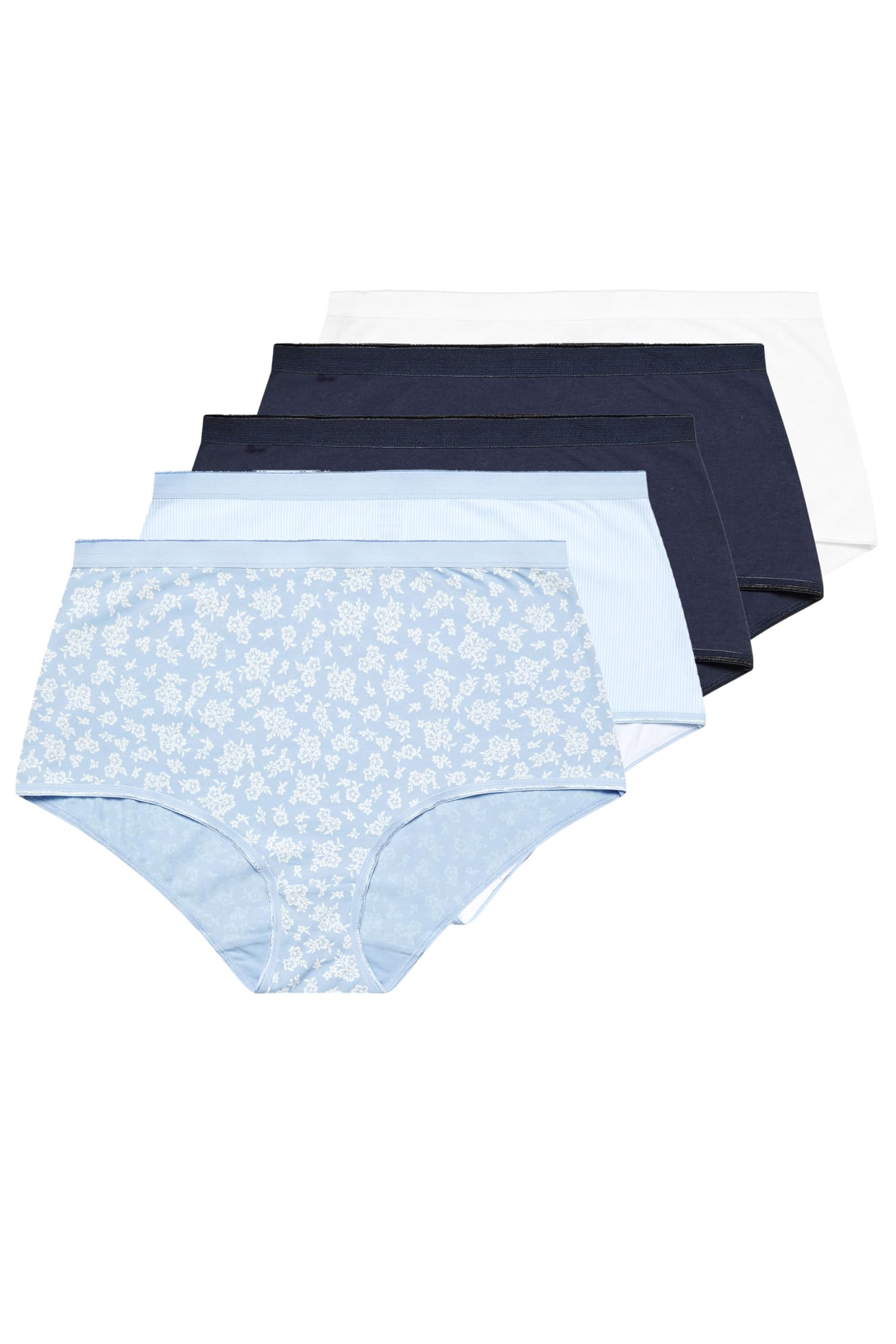 Yours Women's Light Blue 5 Pack Floral Print Full Briefs In | : 22/24