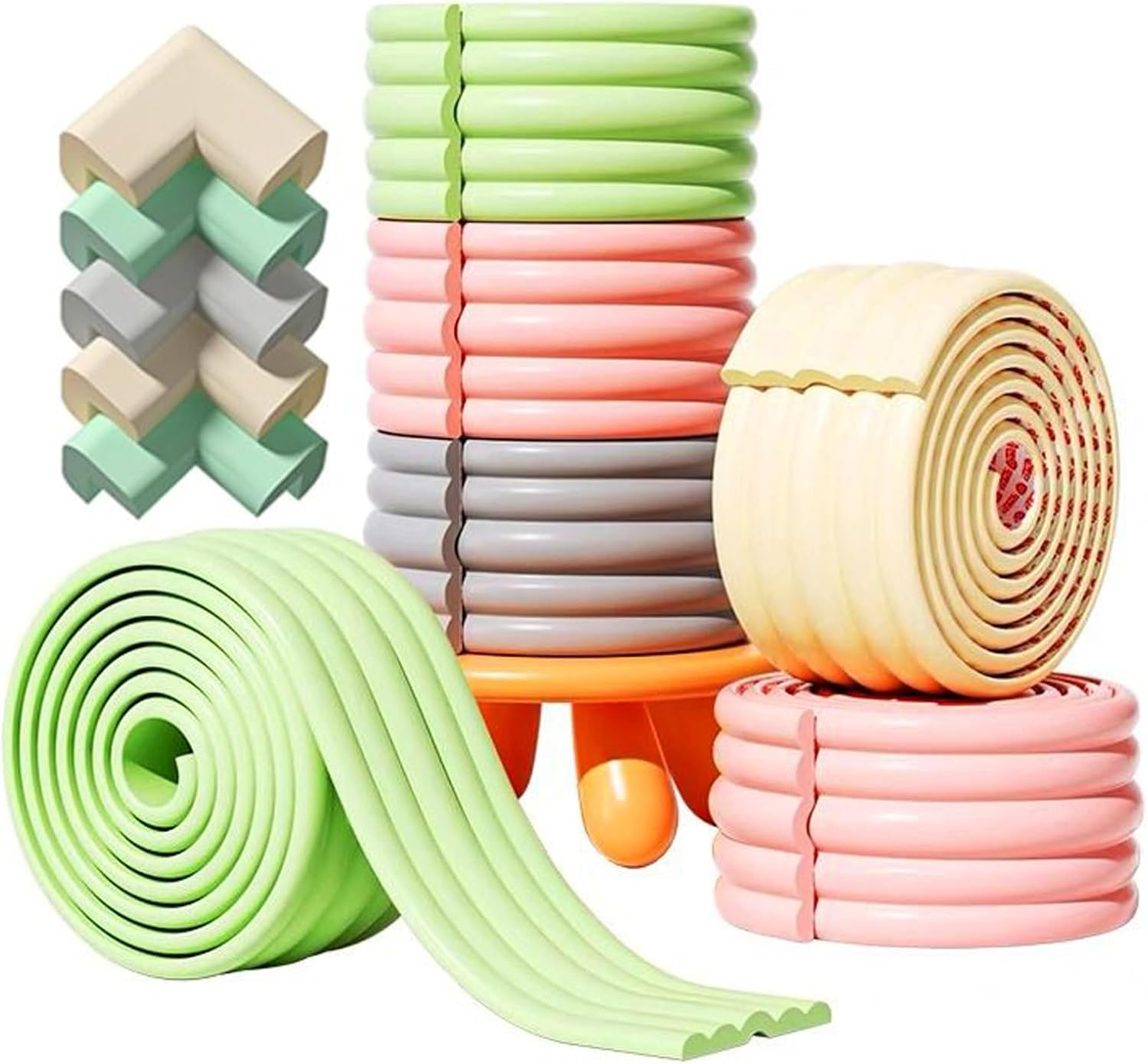 Sharp Edge and Furniture Safety Guards, Childproof Bumper Strip, Pre-Taped Corner Cushions, for Sharp Corners and Edges(Light Green,20M)