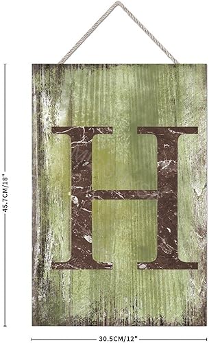 Vista 249 de Letrero colgante de madera con letra J, letrero de madera para decoración del hogar, 26 letras del alfabeto de metal, placa de madera, decoración