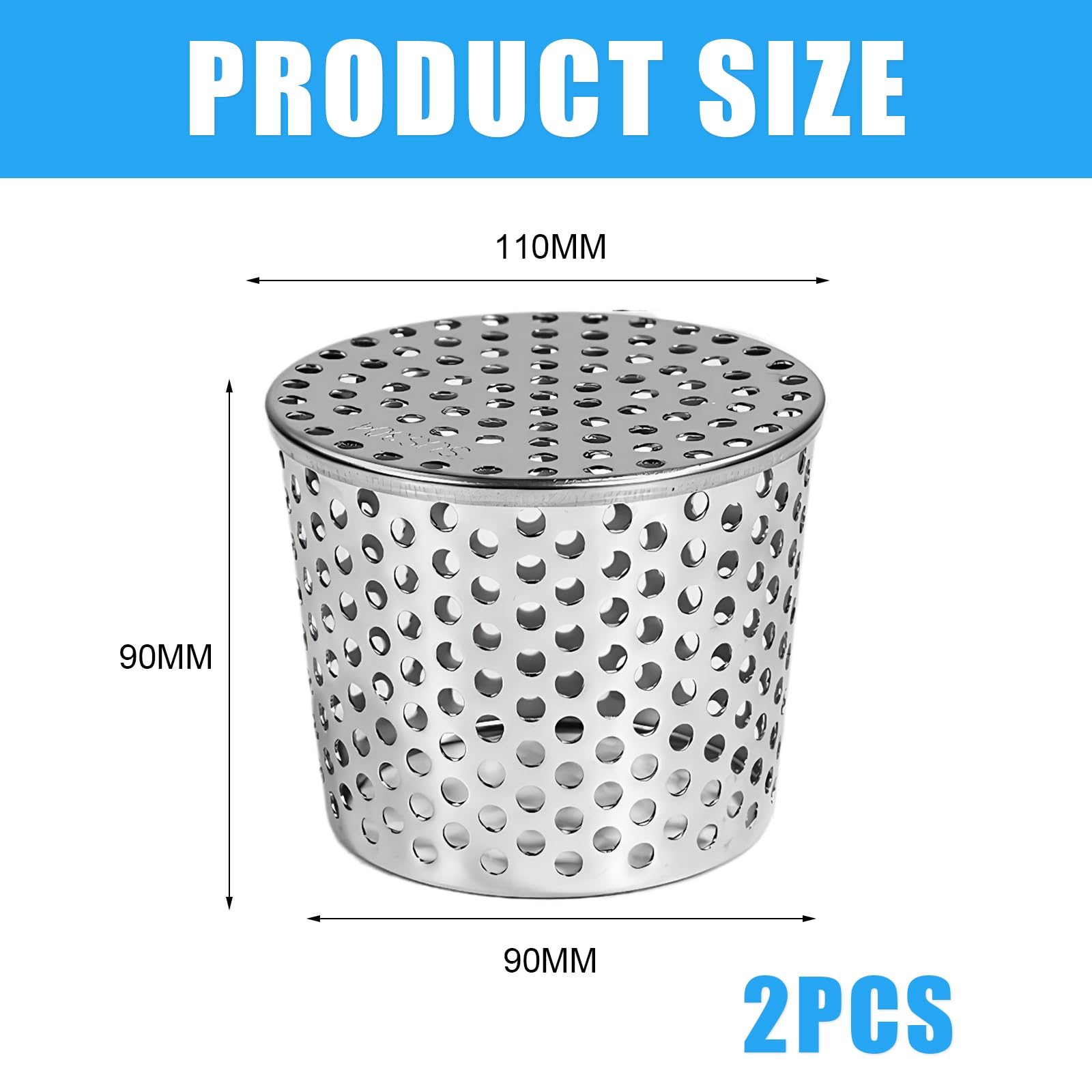 2 Piezas De Rejilla Desague Terraza Acero Inoxidable Plateado Tapa Desague Terraza110-90 mm Adecuado Para Bajantes Y Canaletas Mantenga Su Patio Limpio Y Ordenado
