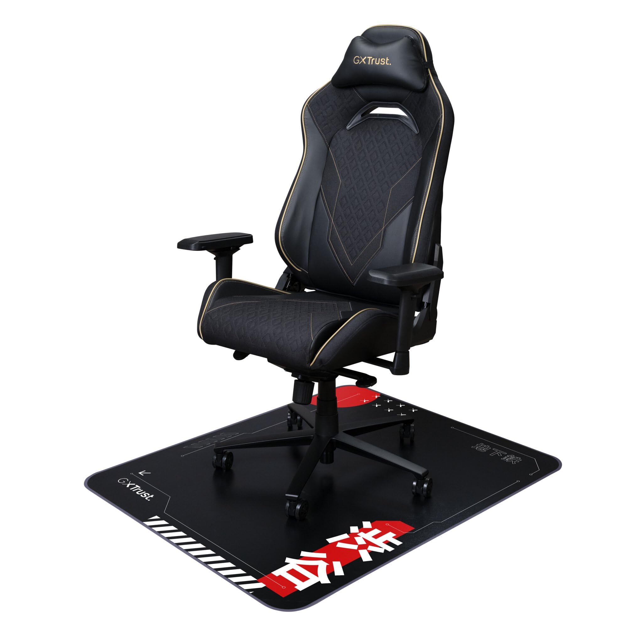 GXTrust Alfombrilla para Silla de Gaming 99 x 120 cm, Japón Negro | para Suelos Duros y Alfombras, Material Resistente y Duradero, Protector para Suelo, Oficina, Japan Tokyo Anime Manga Kyoto