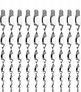 Unves Bird Repellent Spiral Scare Rods - 15 Inch Reflective Bird Deterrent Control Device for Deterring Woodpeckers and Pigeons, Hanging Decorative Spinners to Keep Birds Away from House(10 Pack)