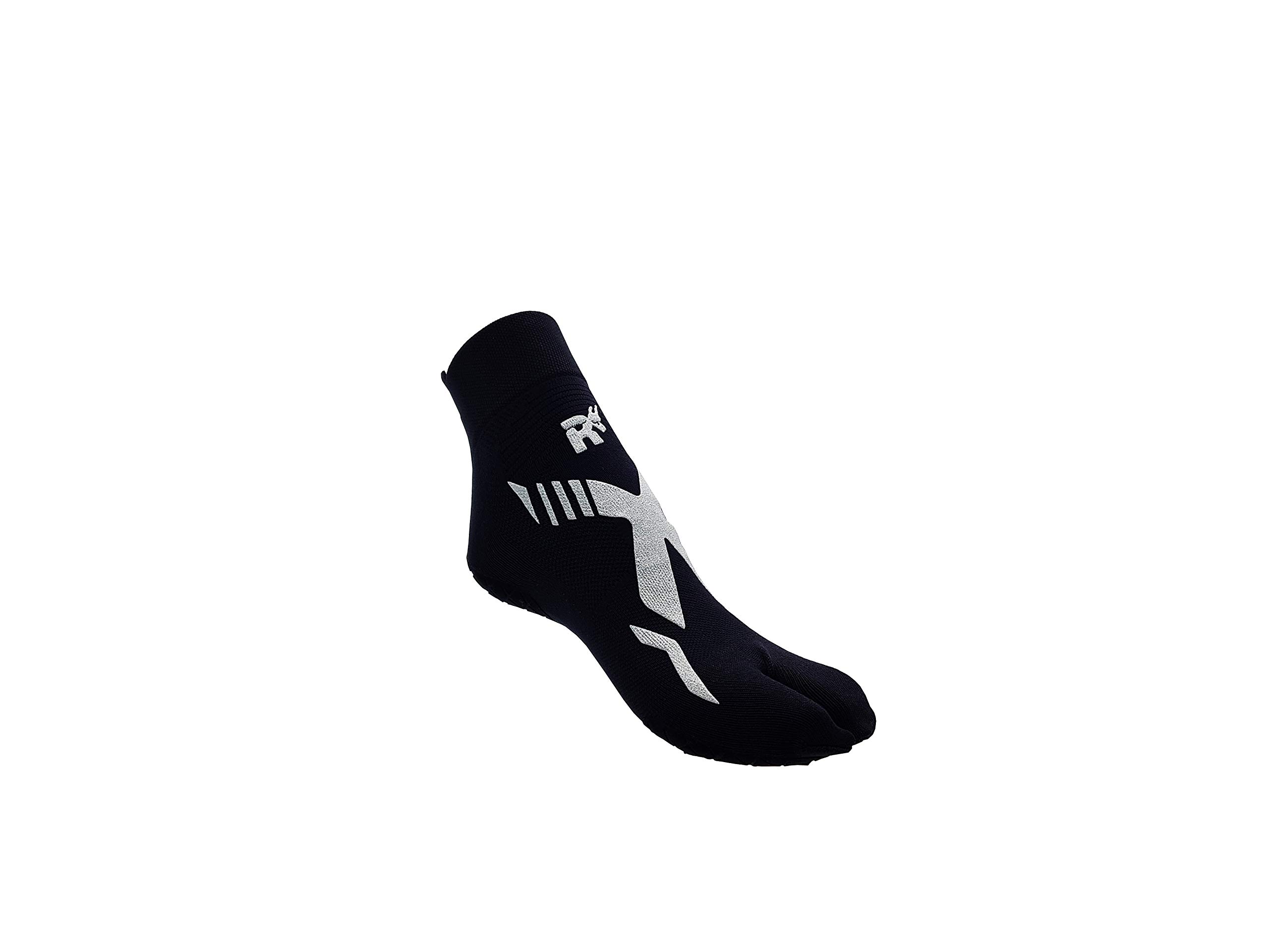 R-EVENGE CALZA TECNICA POOL 1 FINGER ATTIVITÀ IN PISCINA E SU SUPERFICI BAGNATE, ANTISCIVOLO, ANTIBATTERICA, IDEALE PER NUOTO ACQUAGYM, HYDROBIKE, (M 38-41, NERO/SILVER)