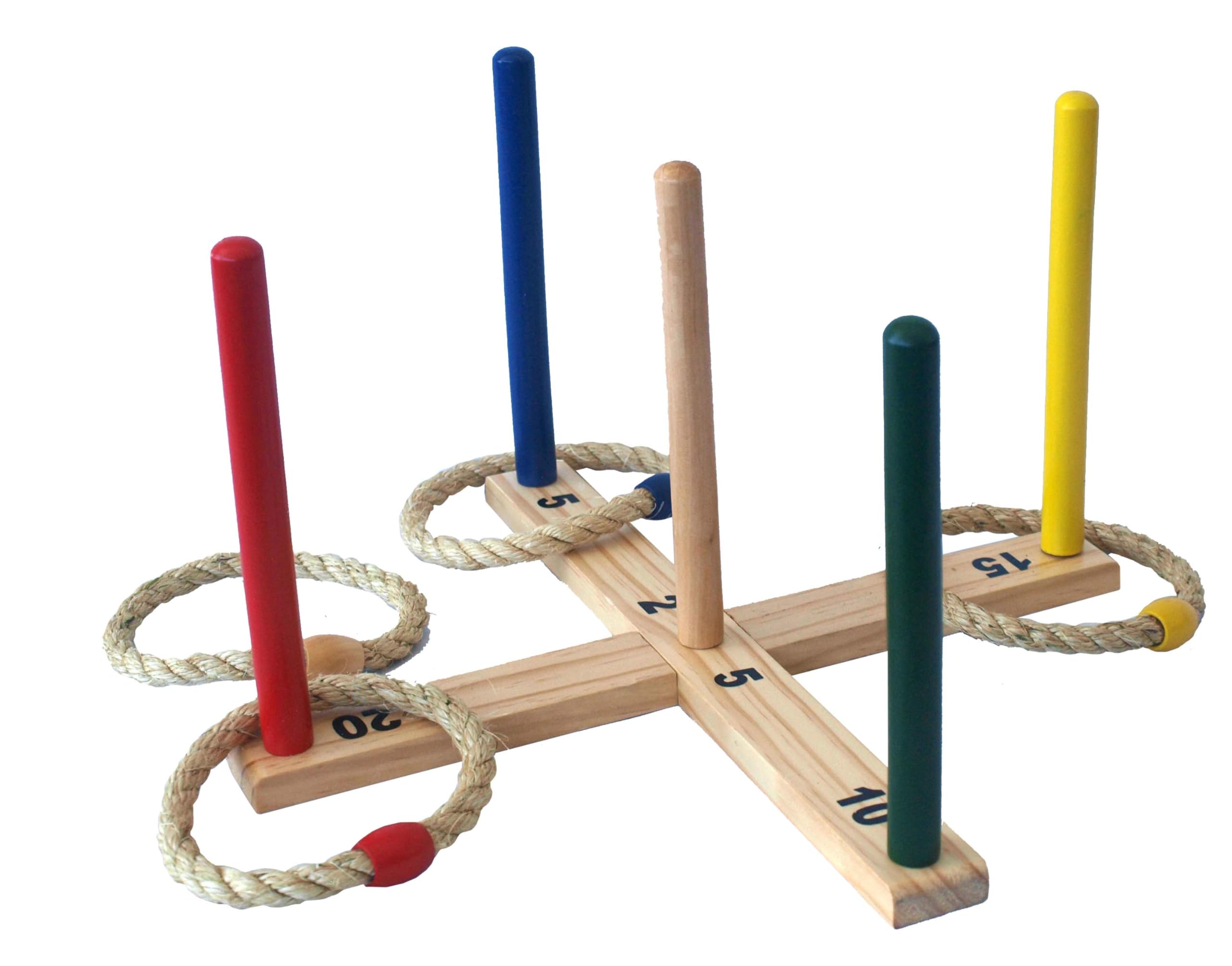 Schildkröt Ring Toss, Jeu de Lancer d'Anneaux, Ensemble en Bois Certifié FSC, 1 Base en Croix, 5 Anneaux, 970113