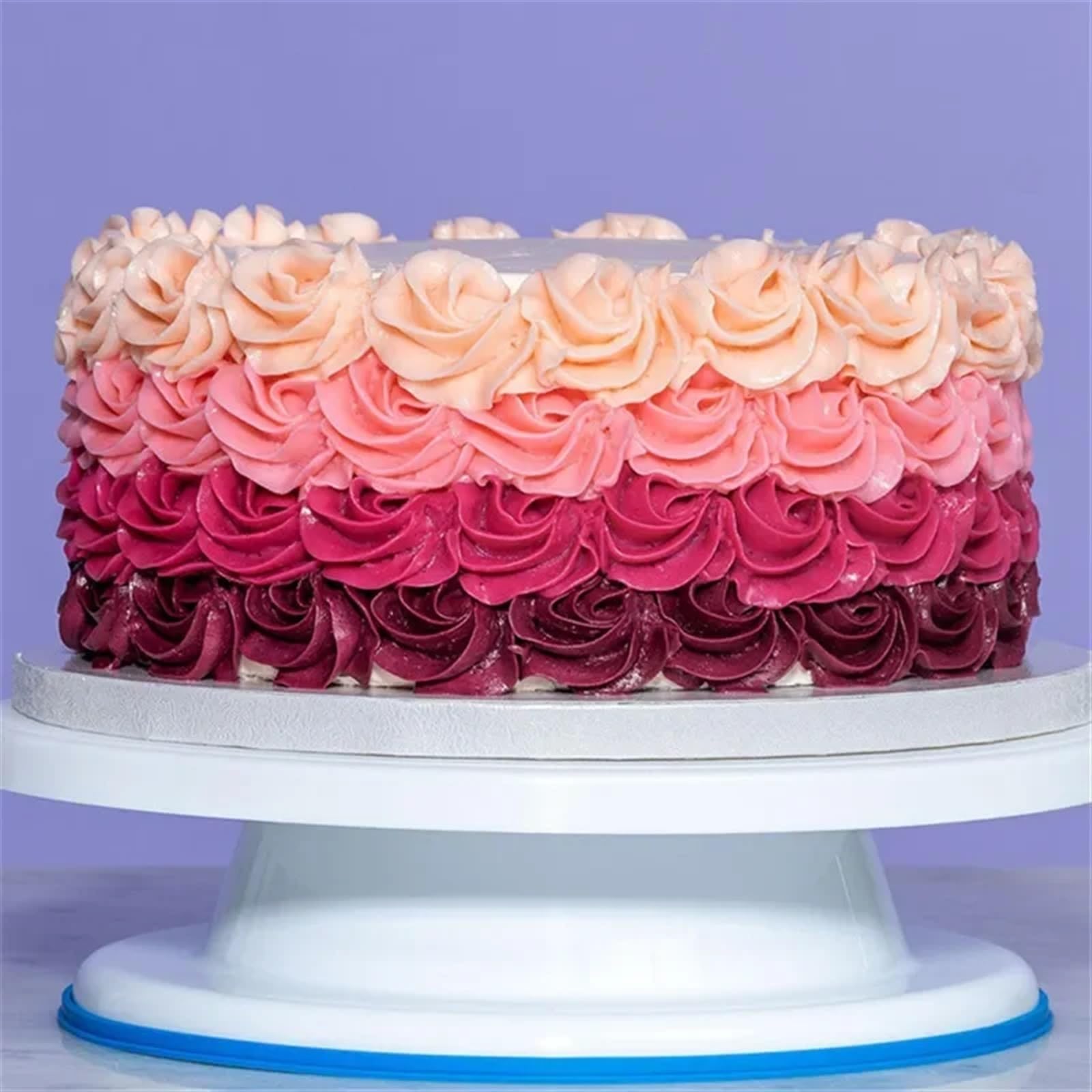 Tocadiscos giratorio para tartas, soporte de plástico antideslizante para tartas y bricolaje, plato redondo para tartas para fácil detección de pasteles, herramienta de cocina