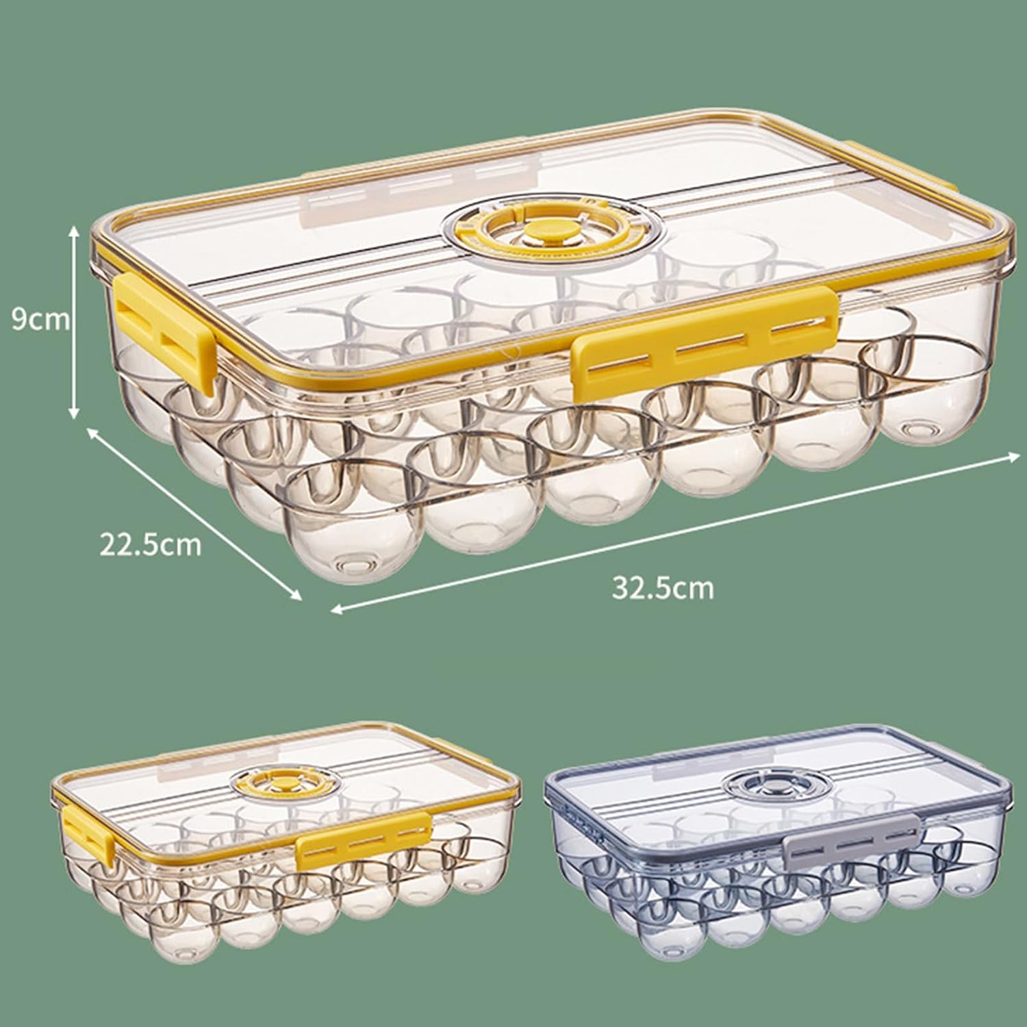Egg Holder for Fridge Egg Box Portable Stable 18/24 Grids Clear Egg Storage Box Tray for Home Egg Organizer (Yellow 24 Grids)