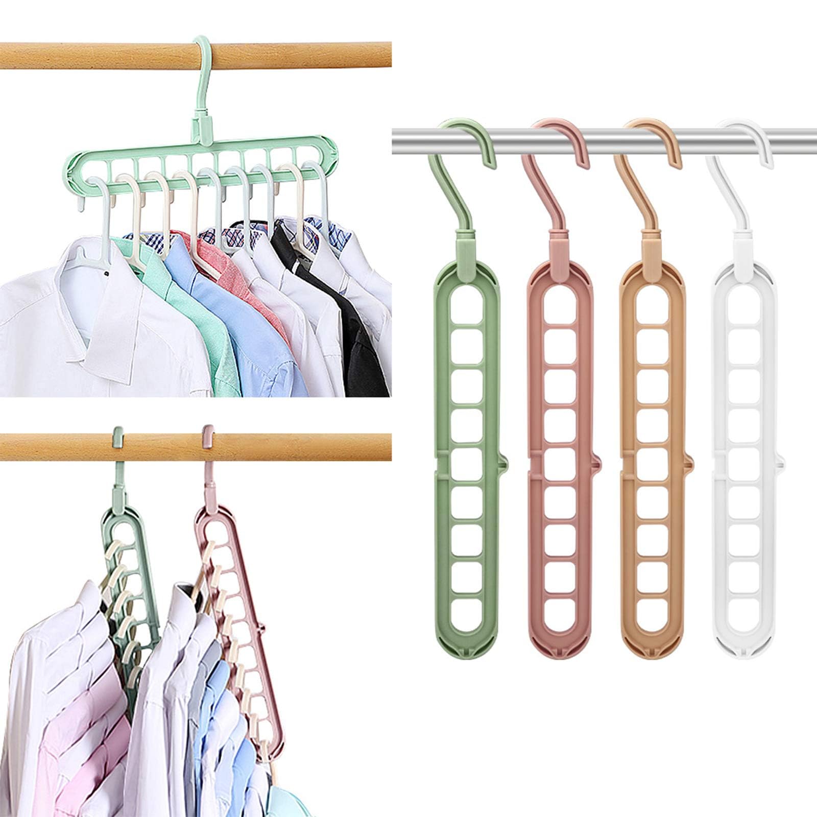 Space Saving Clothes Hanger with 9 Hooks | 360° Rotating Magic Hanger for Wardrobe | Multifunction Cascading Closet Organizer | Vertical & Horizontal Clothes Hanger for Shirts, Pants & Dresses (1Pc)-image-49