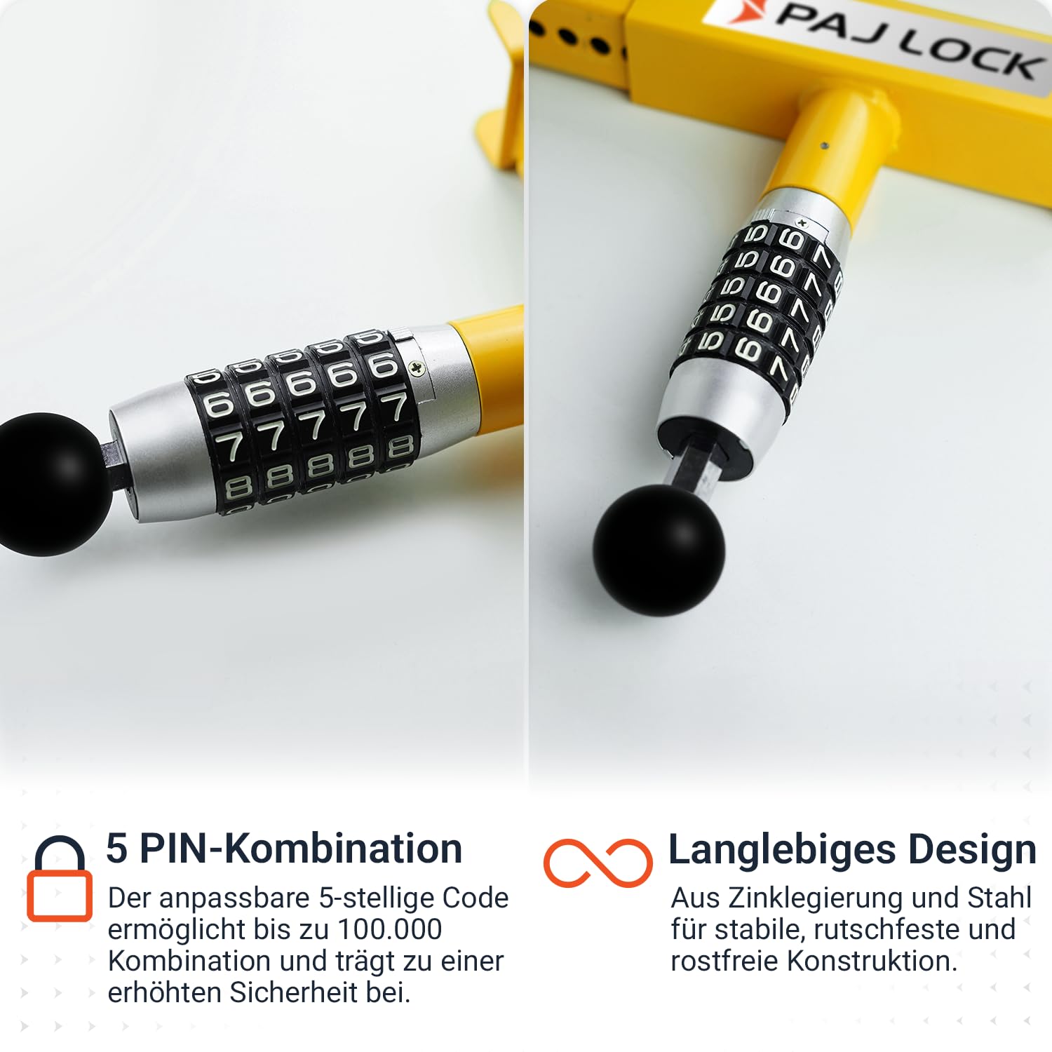 PAJ LOCK - Radkralle - Wegfahrsperre für Autos aller Marken, LKWs, Anhänger, Motorräder, Wohnwagen uvm - anpassbare Diebstahlsicherung - Parkkralle mit Sicherheitsschloss - robuste Parkkralle