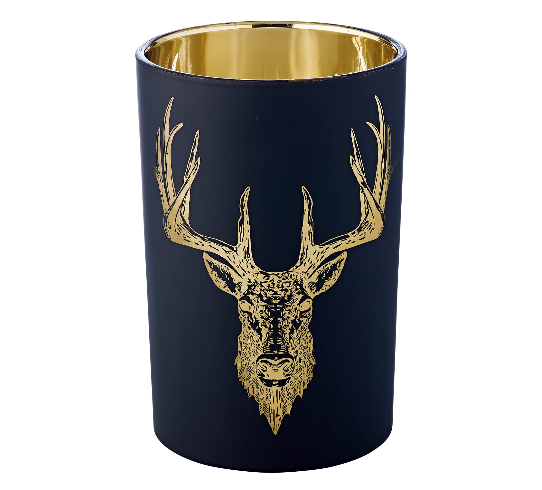 Portacandela Vetro Antivento Tom - Motivo Cervo, 13 Cm, Nero/Oro - Foto 11