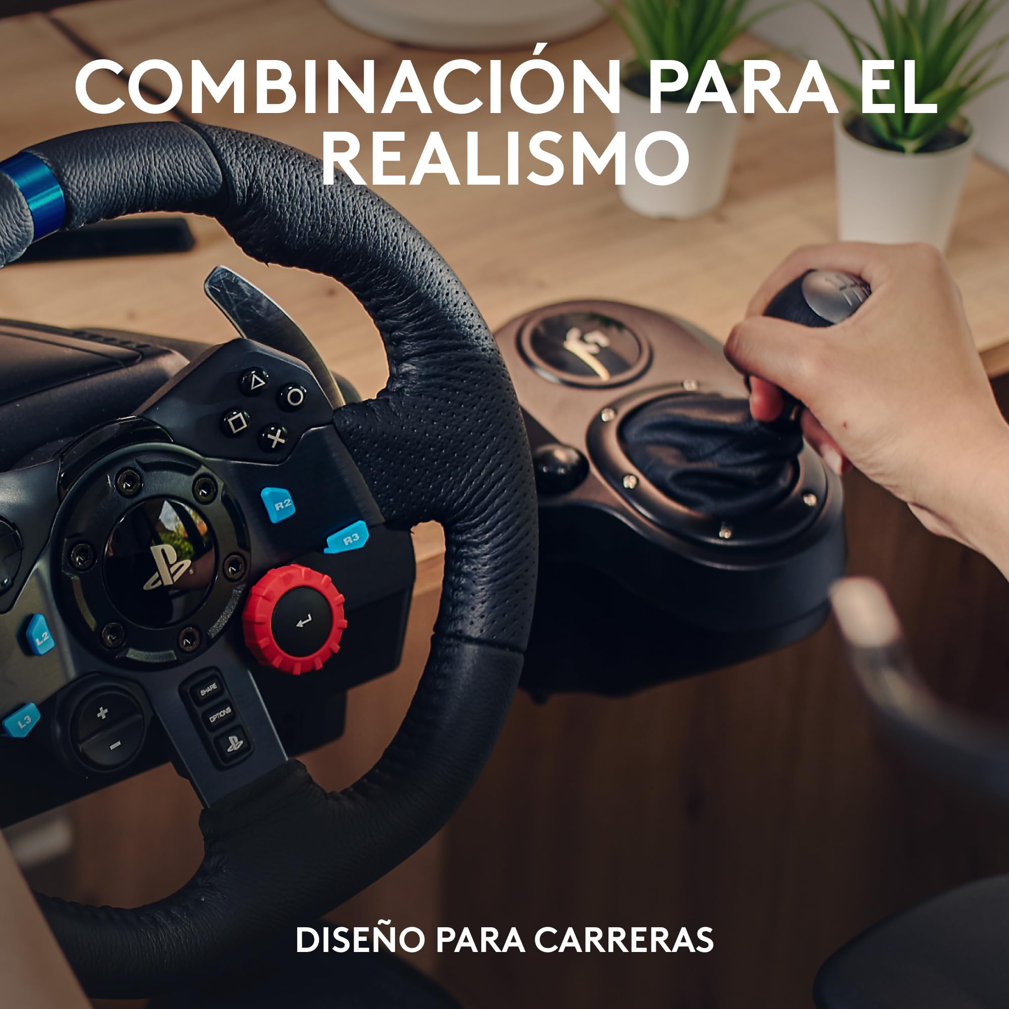 Logitech G G29 SE Driving Force, volante de carreras y pedales, Force Feedback, Cuero auténtico + Palanca de cambio Driving Force - Para PS5, PS4 y PC, Mac - Negro