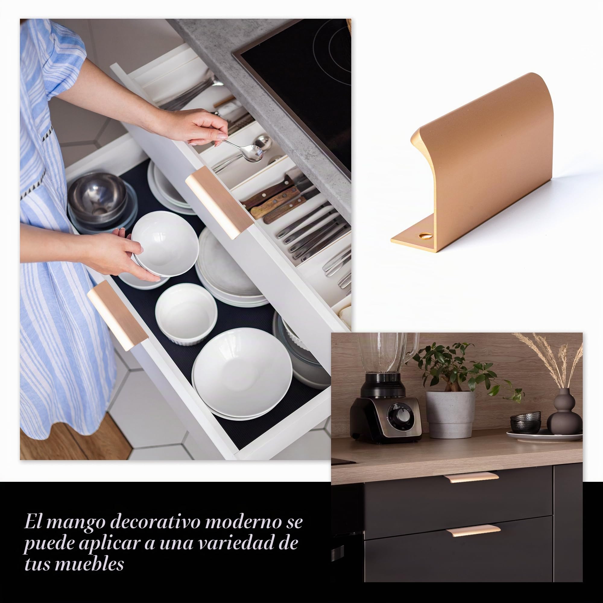 10 Piezas Tiradores Ocultos de Muebles, Tiradores de Armario Cajone, Tiradores Aluminio de Puerta para Cocina Dormitorio Baño, con Tornillos, Oro Cobre, 128mm