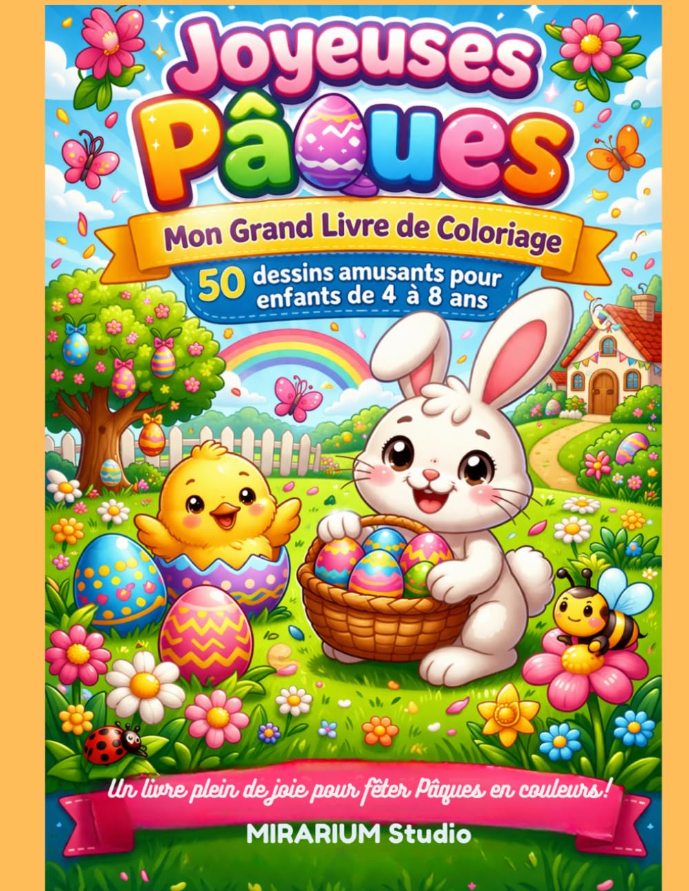 Mon livre de coloriage de Pâques : 50 dessins faciles pour enfants de 4 à 8 ans: Activité créative amusante pour enfants, Idéal pour Pâques, ... Lapins, œufs, poussins, paniers et cloches