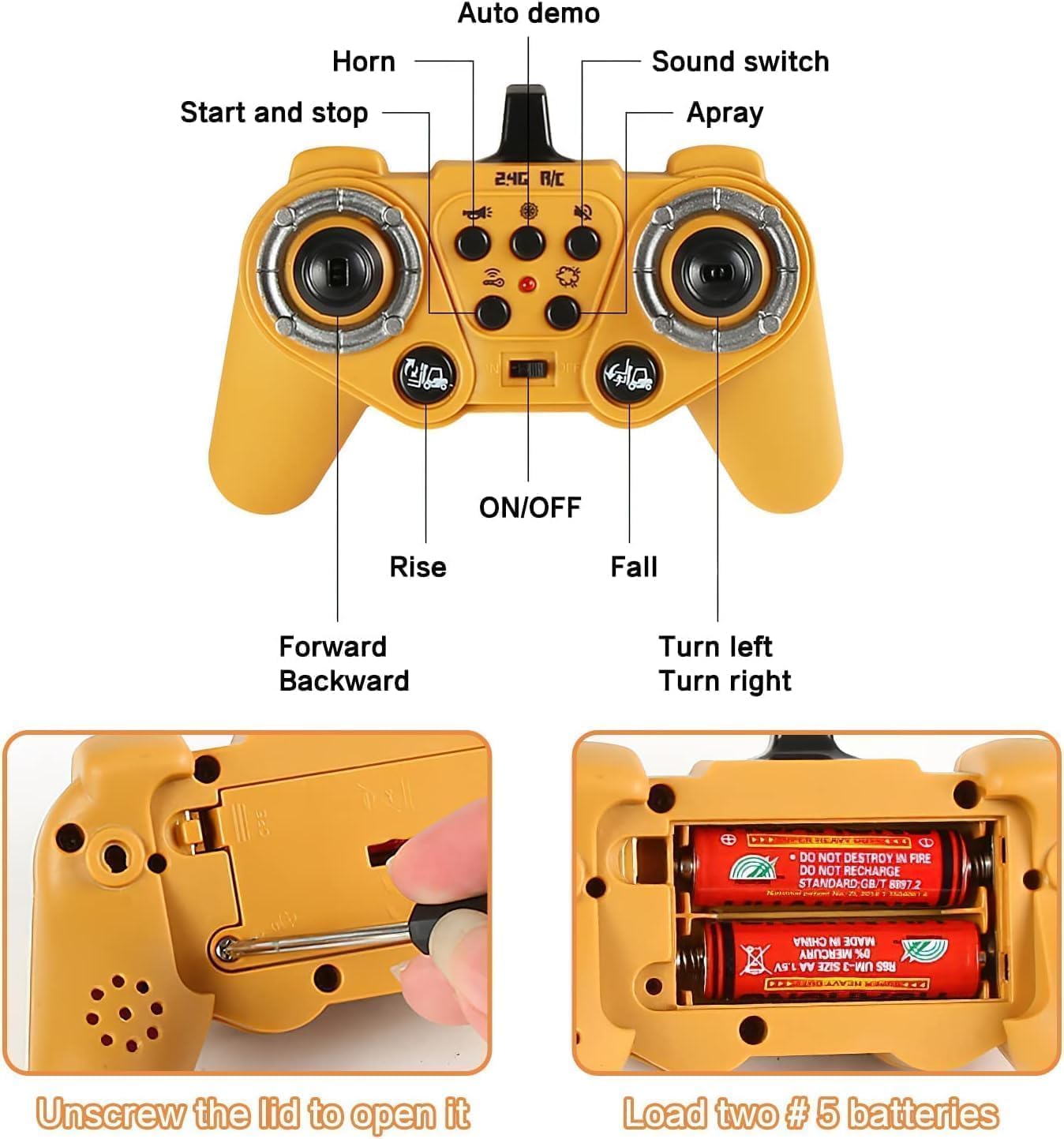 Babelly Remote Control Forklift 11 Channel Rc Forklift Cranes Construction Toys, w/Boxes/Sound and Light Spray, Rechargeable Batteries, Kids Forklift Toy(RC Forklift Truck-Yellow) 1