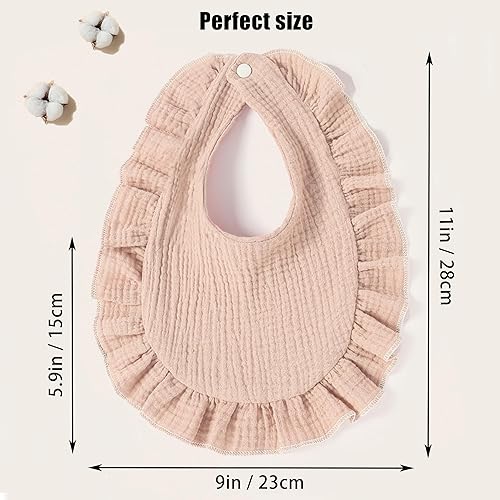 Miniatura 3 de LULLASONG Paquete de 4 baberos de muselina sólida para bebé, bandana para bebé, baberos absorbentes de algodón para niños y niñas