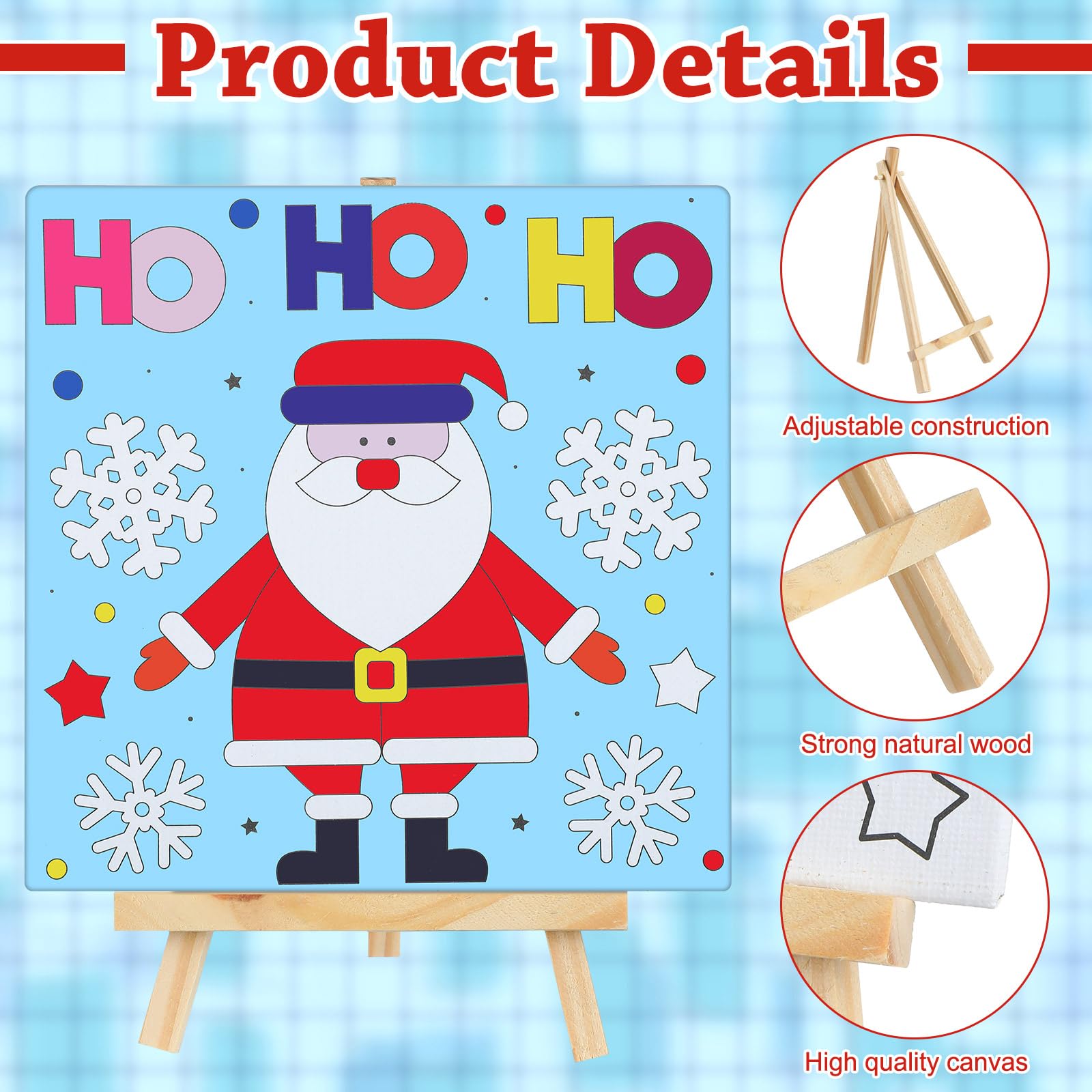 Tenceur 48 Pcs Kids Paint Party Favors Sets with 12 Pcs Pre Drawn Canvas Panel and Wooden Easel Set Paint Pots and Brushes, 12 Pcs Mini Apron and Tote Bag for Kids Student (Vivid Colors,Groovy)