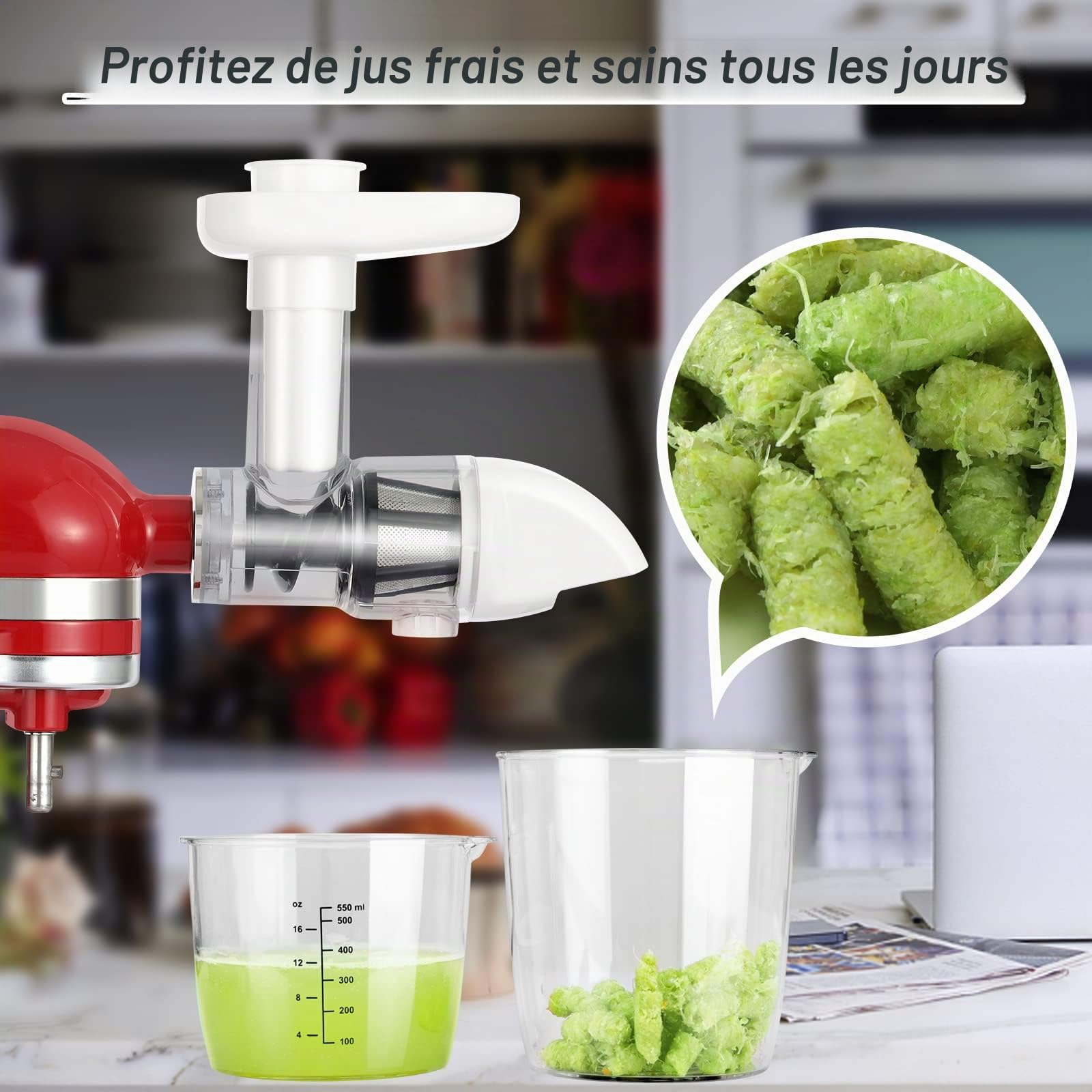 Gdrtwwh Presse-agrumes pour tous les mélangeurs KitchenAid - lent, accessoires presse-agrumes, à mâcher (blanc), GD500