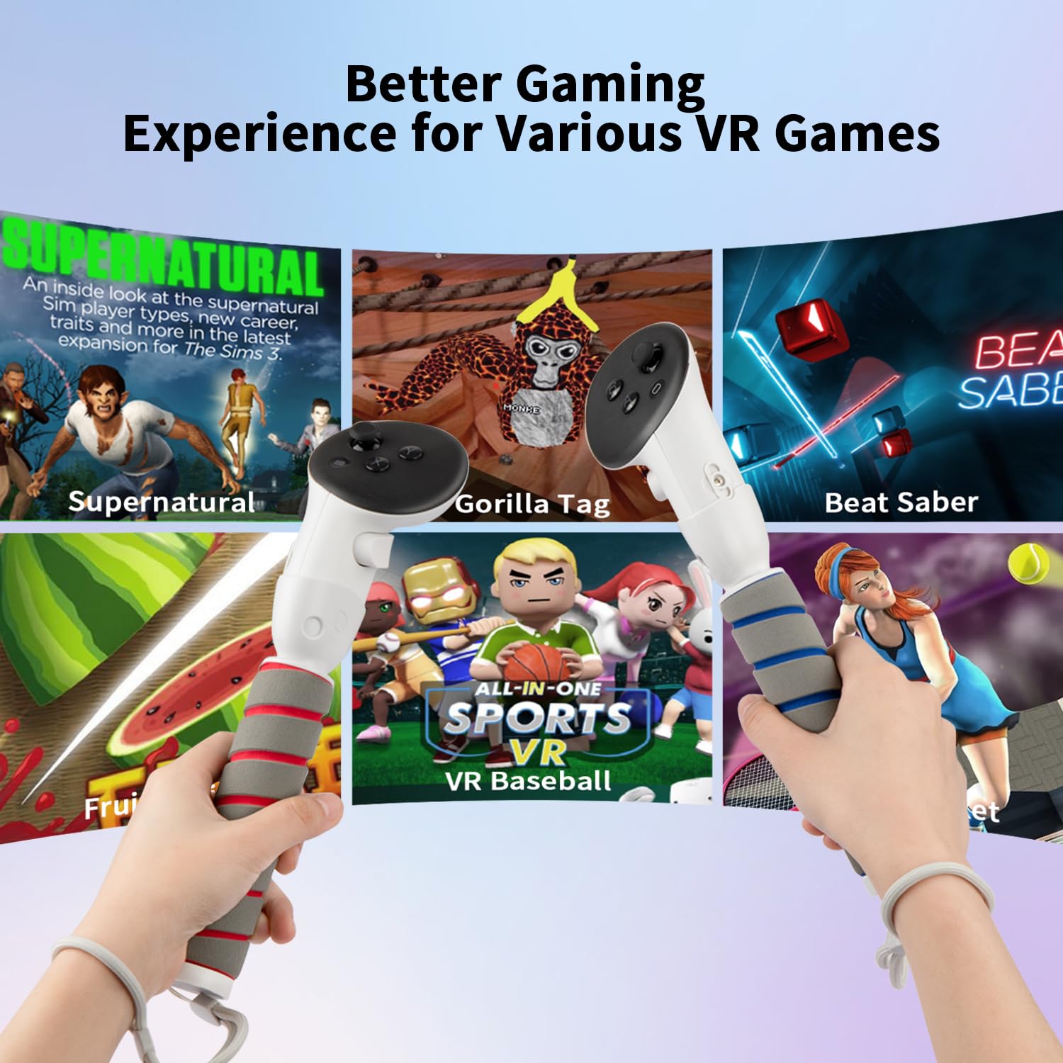 Poignées d'extension à Double poignée pour Manette Quest 3, Accessoires de Manette, Accessoires de poignée VR, pour Jouer à Quest 3 Beat Saber Gorilla Tag Long Arm Handle Extender