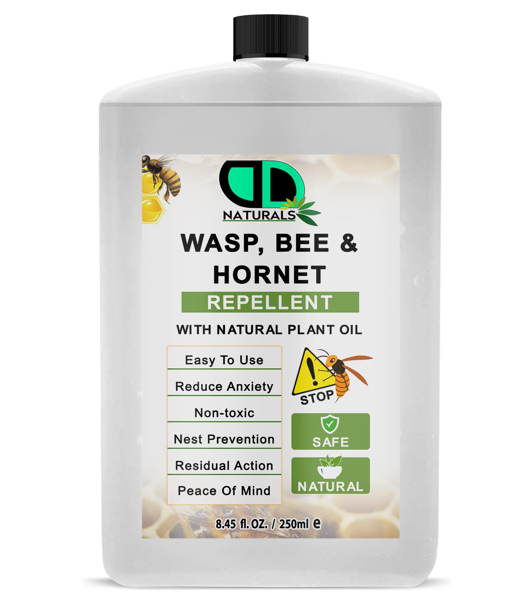 DD Teck 100% Natural Wasp, Bee & Hornet Repellent – Plant-Based Insect Deterrent – Non-Toxic, Safe, Easy to Use, Nest Prevention, Residual Action for Outdoor & Indoor Use (250ml Postal)