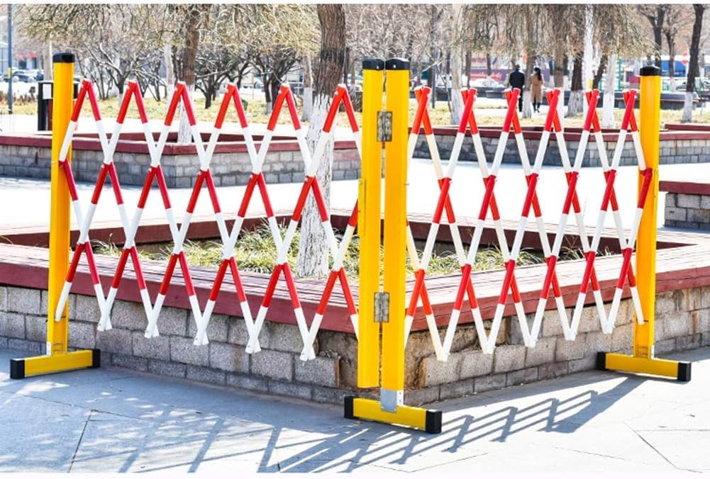 Barreras de seguridad retráctiles plegables para control de acceso y tráfico, barricada de metal expandible, color rojo y blanco, 1,2 x 3 m, uso en exteriores