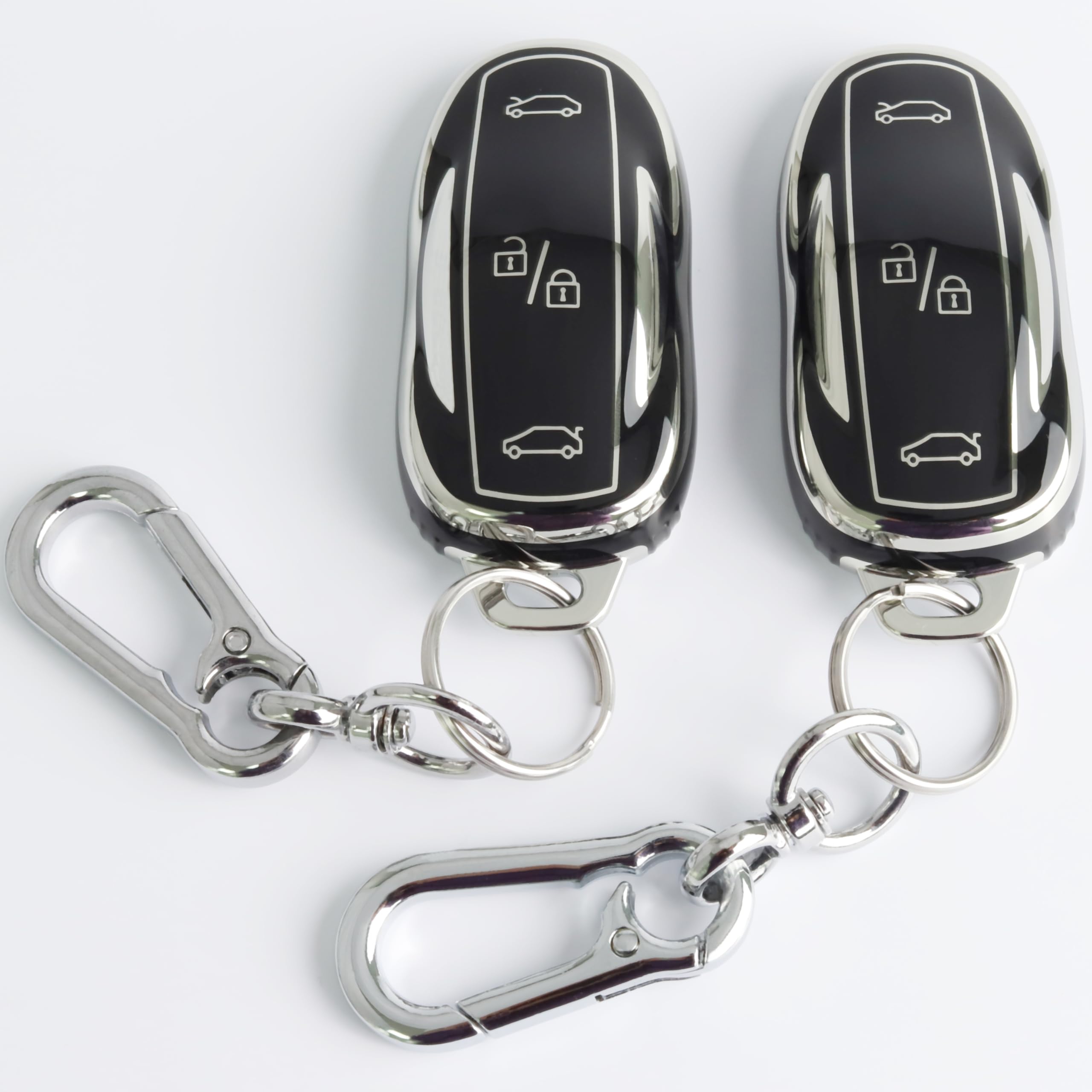 Photo 1 of SUGOPADEN 2pcs Key Fob Cover for Tesla Model S/Y/3. TPU Car Key Case Protector with Anti-Loss Keychain?Black