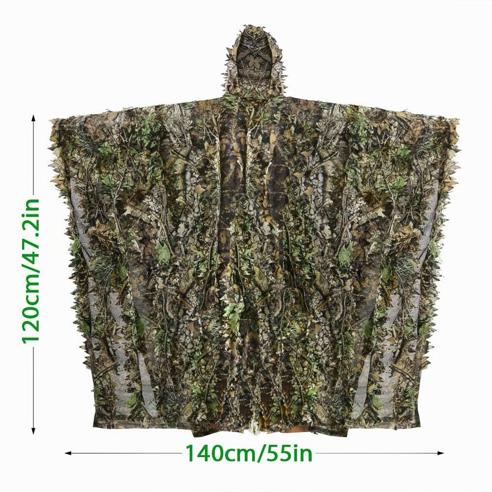 Zicac Outdoor mit schnelltrocknend Polyester 3D-Blätter Tarnen Cape Umhang Mantel Stealth Waldjagdbekleidung