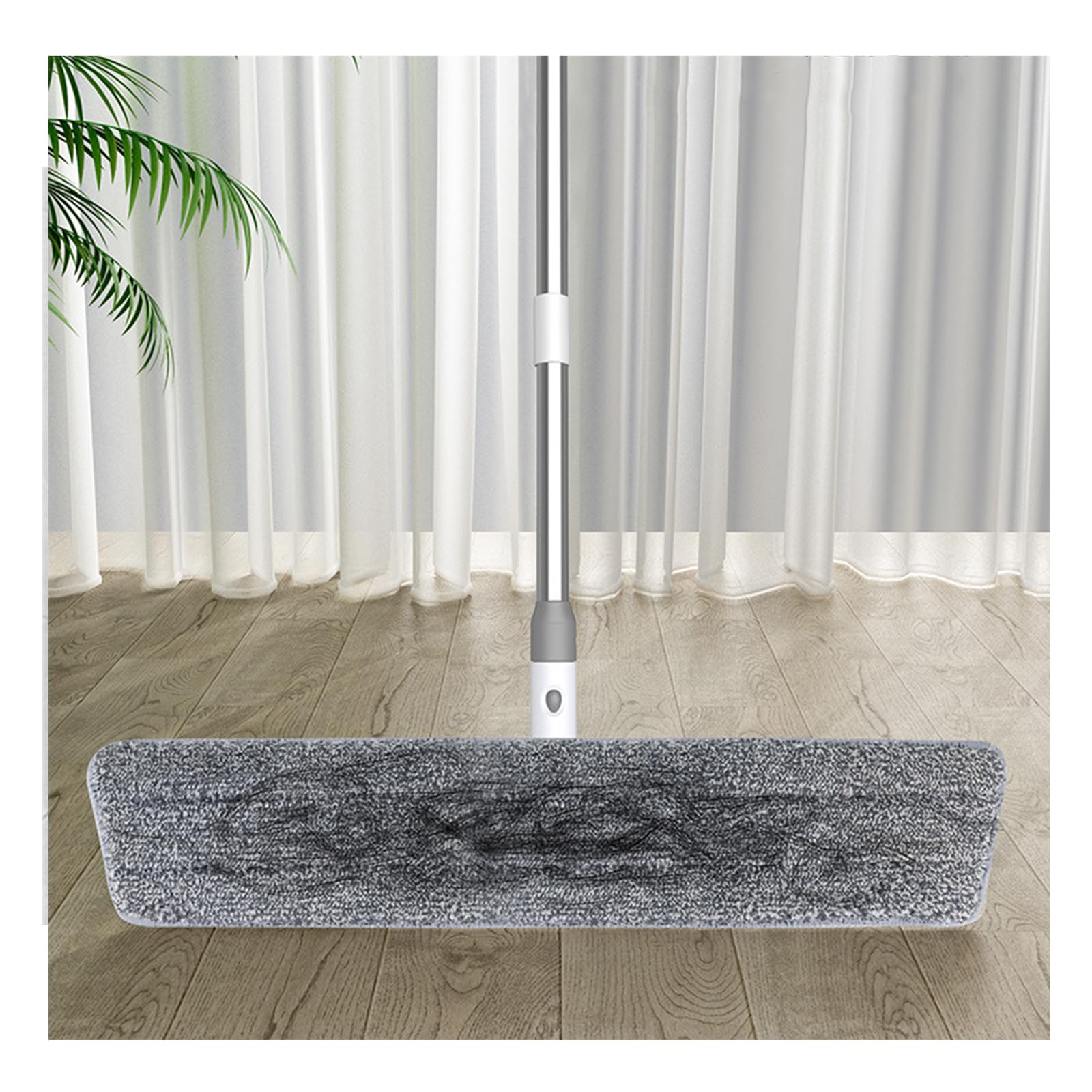 Mopa de Microfibra,Fregona Plana con 3 Mango de Acero Inoxidable,raspador,2 Almohadilla de Microfibra,para Madera Dura, baldosas, Limpieza de Pisos laminados (90cm)