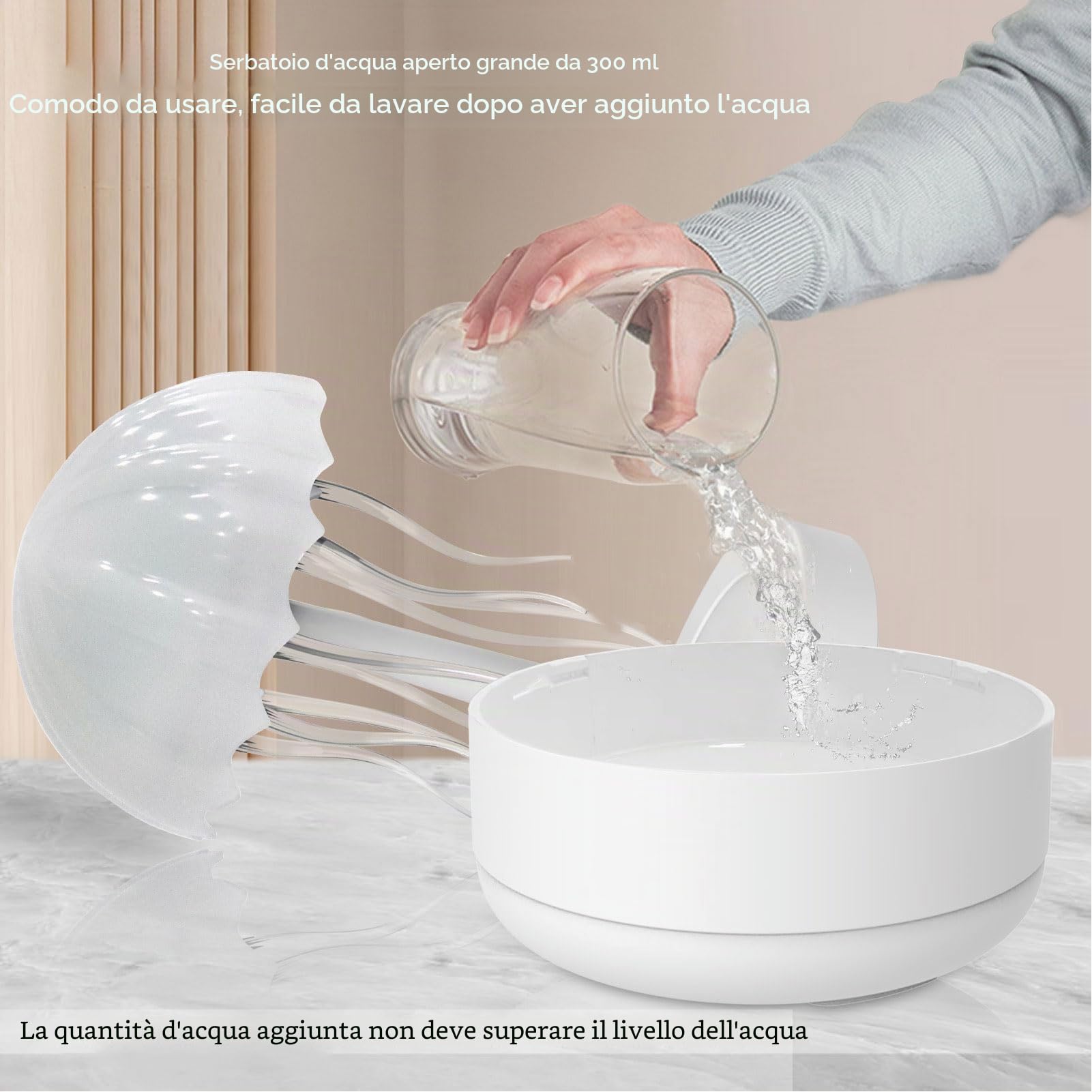 Mini Umidificatore, Umidificatore per da 300Ml con Luce Notturna a LED a 7 Colori Spegnimento Automatico Testa della Lampada Rotante Diffusore di Oli Essenziali da Scrivania