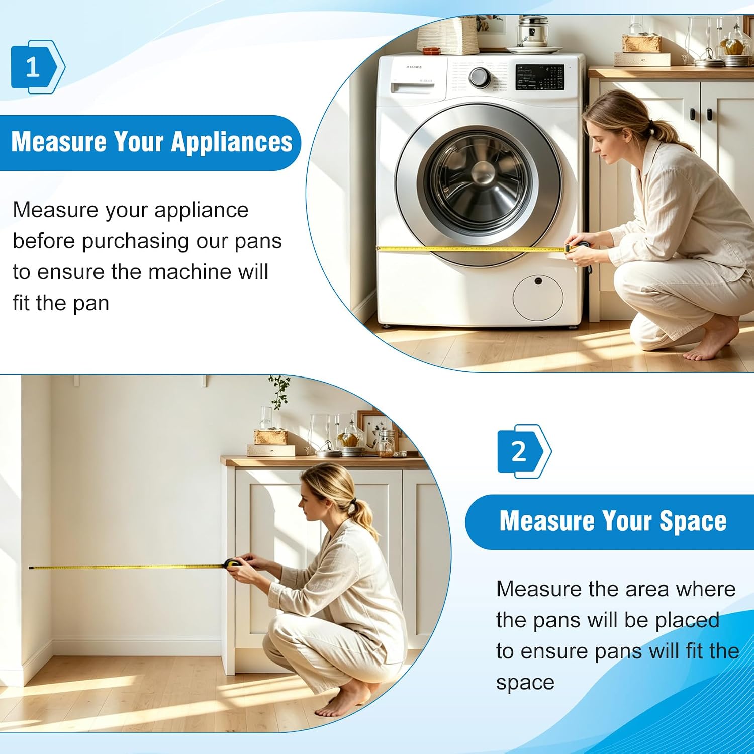 28" x 30" x 2.5" Washing Machine Pan, 304 Stainless Steel Washing Drain Pan,Heavy Duty Washing Machine Tray with Anti-Slip Bottom Pad,Raised Edge Drain Pan, Washer Tray for Floor Protection (No Hole)