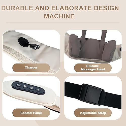 Miniatura 6 de Masajeador eléctrico de cuello y hombros con calor, inalámbrico para amasar la espalda, trapecio Shiatsu, almohadas de masaje para aliviar el dolor
