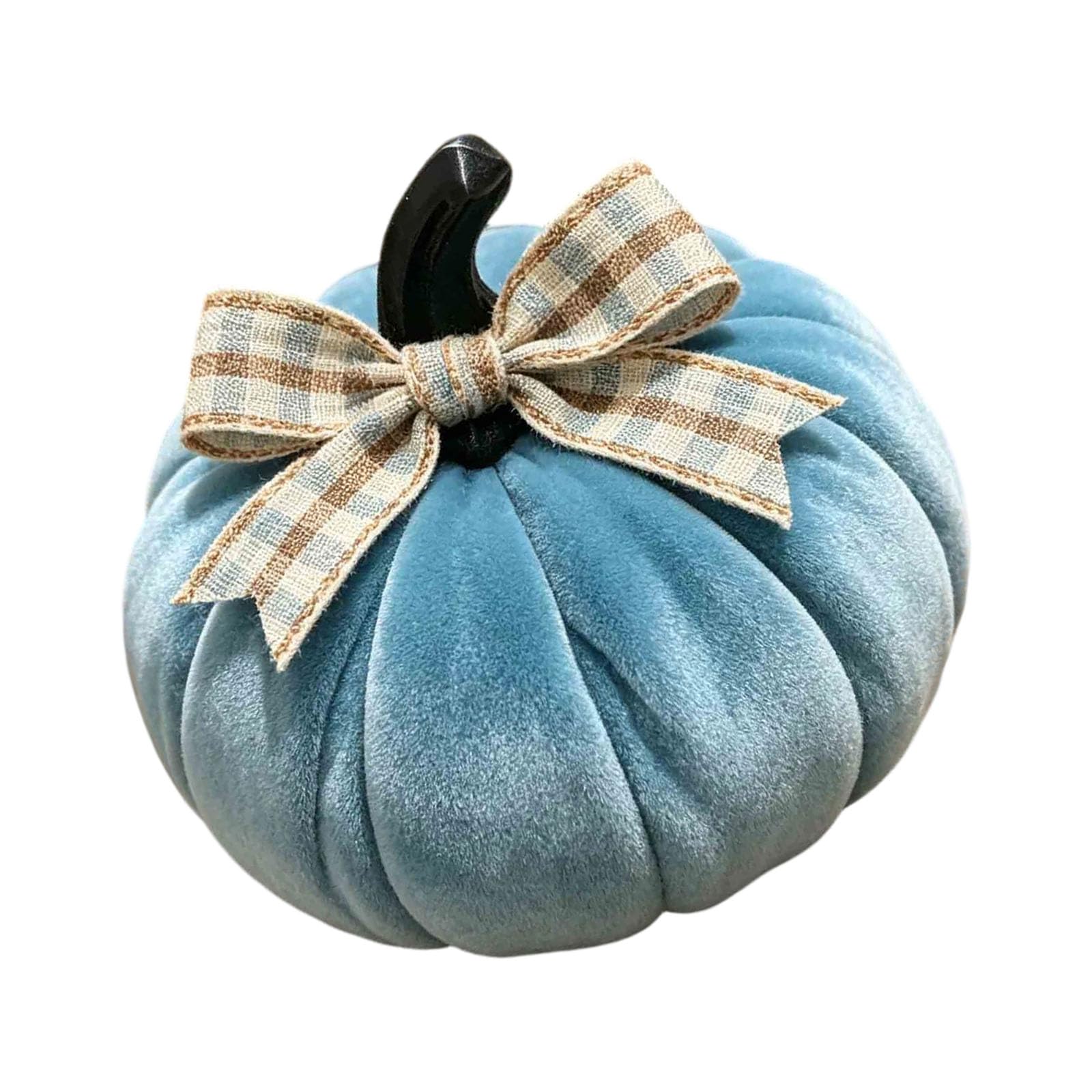 Halloween Velvet Pumpkin Decor Soft Plush Table Accent with Ribbed and Top Detail for Tiered Tray Styling Stuffed Fabric Pumpkin Autumn Centerpiece Faux Gourd Decor Shelf Mantel Tray Accent Harvest