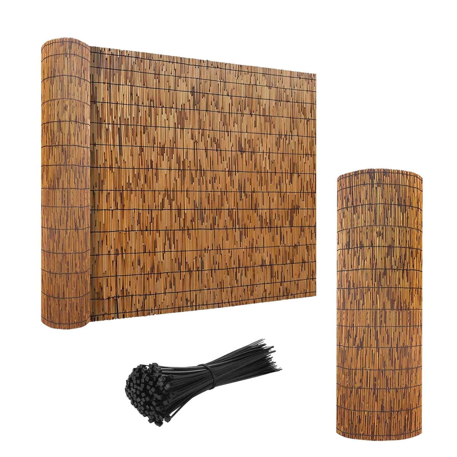 Bamboo Privacy Screen Fence Panel Bamboo Wall Covering ReedFence Rolls Natural Brown Bamboo Fencing Decorative Screening Rolls Easy to Install & Cut