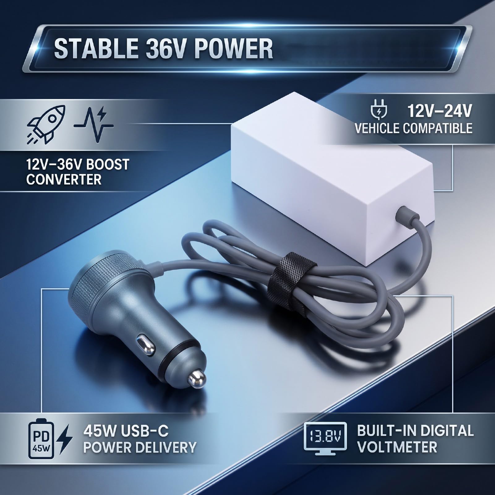 Convertidor Elevador de Voltaje para Coche, Adaptador de