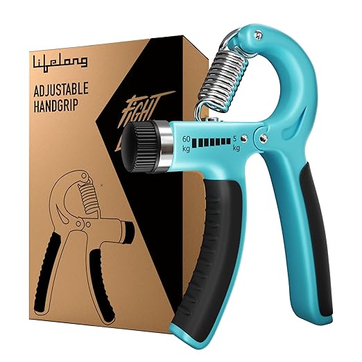 Lifelong Adjustable Hand Grip Strengthener, Hand Gripper for Men & Women for Gym Workout Hand Exercise Equipment to Use in Home for Forearm Exercise (5-60kgs) – Blue & Black, LLFAHG001 at Rs. 169