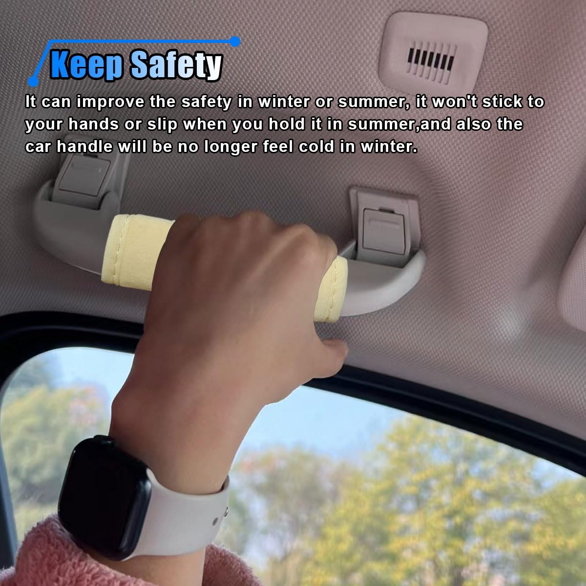 2PCS Car Grab Handle Cover Soft Plush Car Grip Gloves Auto Inner Door Pull Handle Cover Anti-Scratch Car — view 5