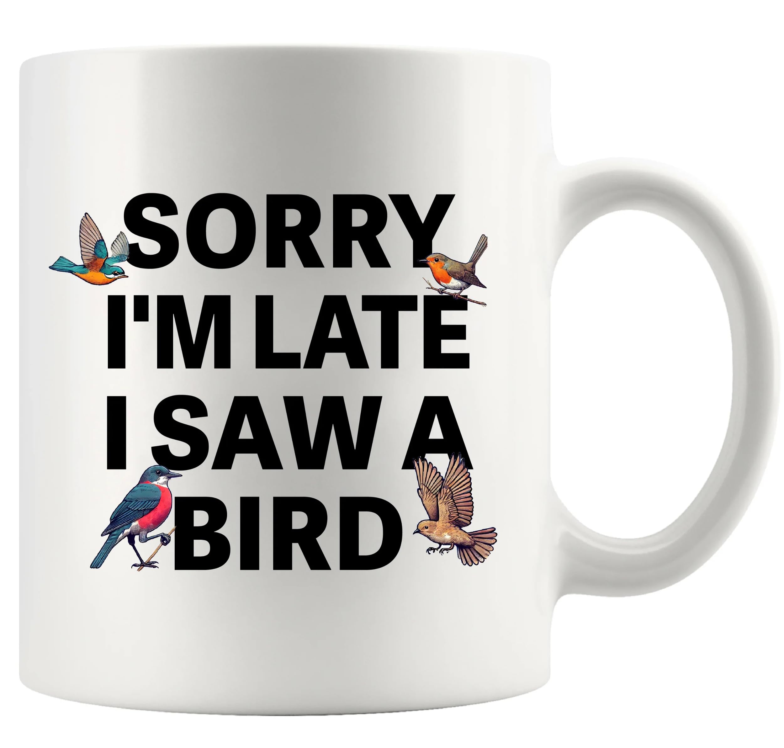 Sorry I'm Late I Saw A Bird Bird Lover Gifts For Women Men Ornithologists Bird Watching Gifts Bird Watchers Mug Nature Lover Ceramic Mug 11 oz White